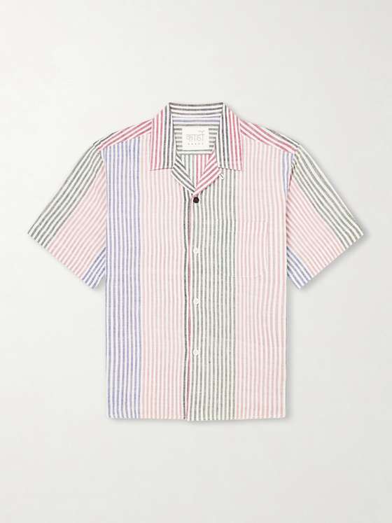 Kardo Ronald Convertible-Collar Embroidered Cotton Shirt