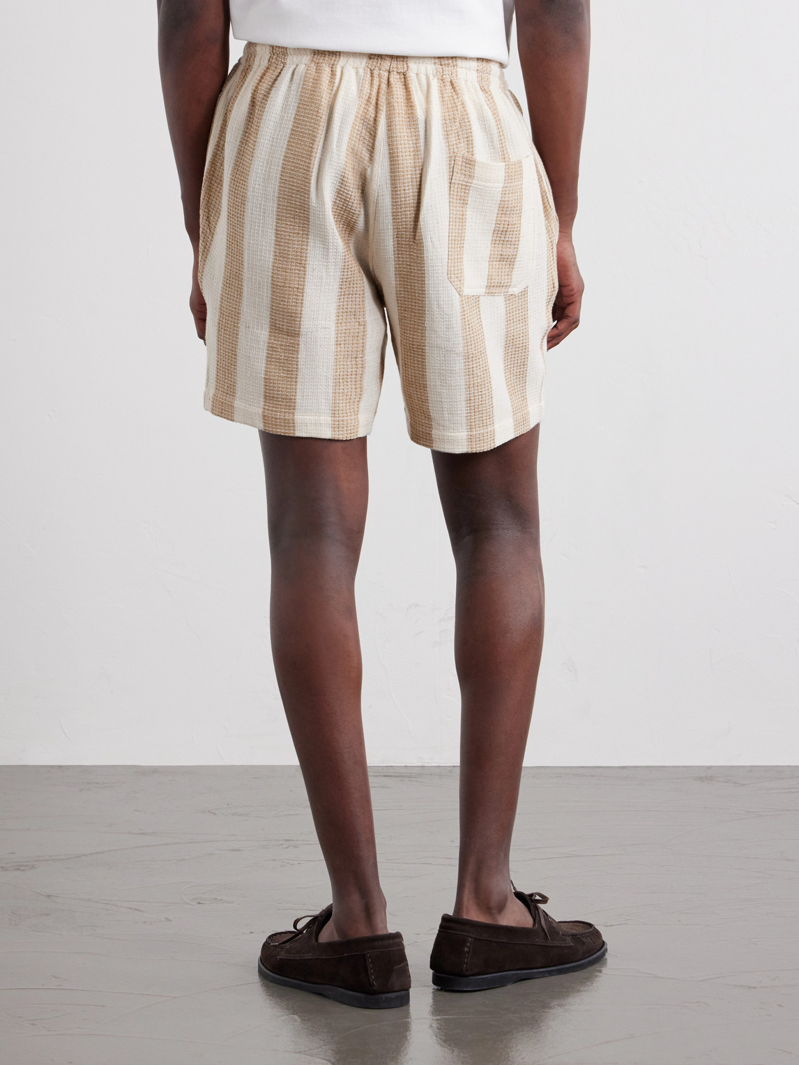  Kardo - Olbia Straight-leg Striped Cotton Drawstring Shorts - Men - Neutrals - S 