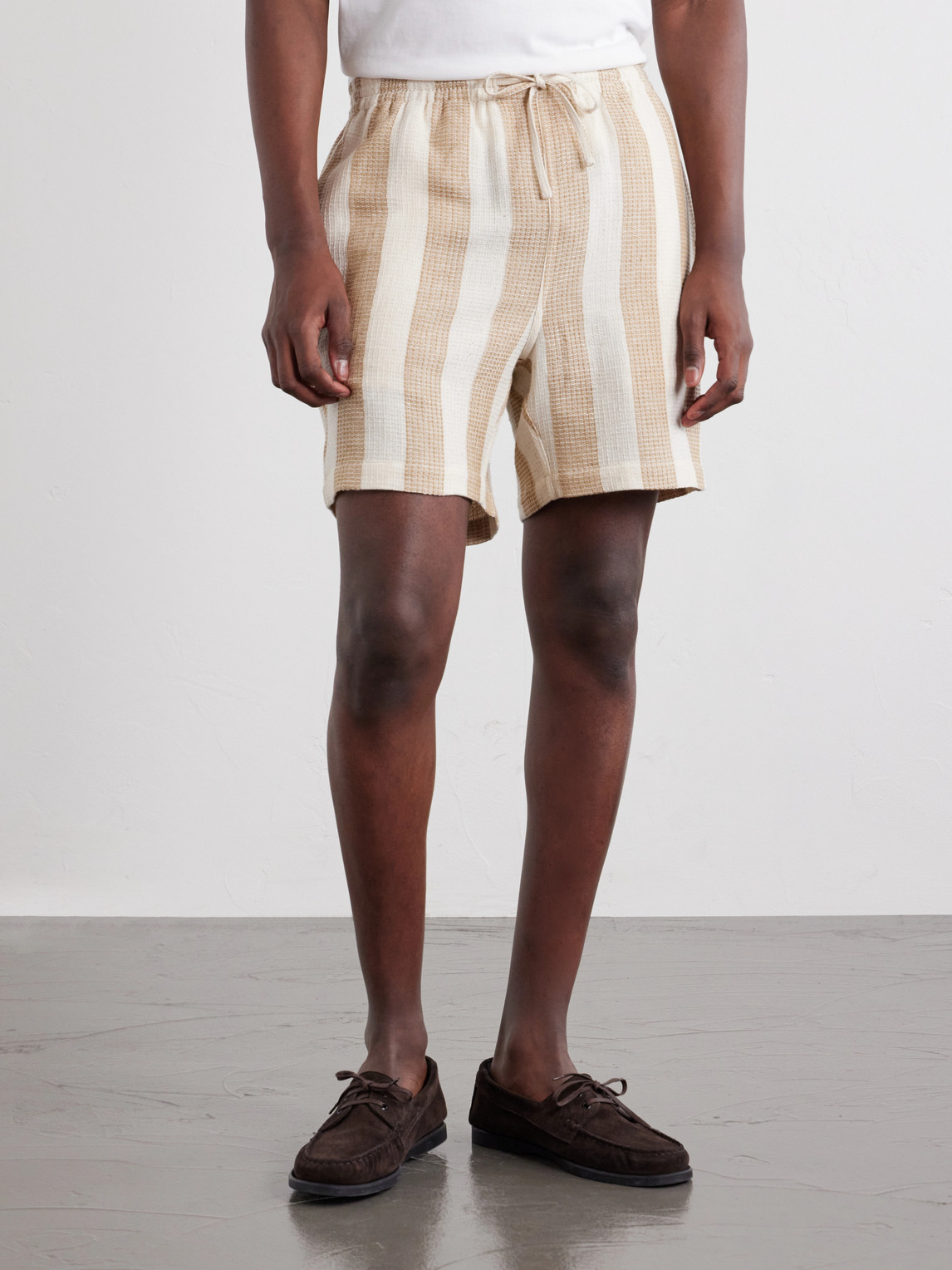  Kardo - Olbia Straight-leg Striped Cotton Drawstring Shorts - Men - Neutrals - S 