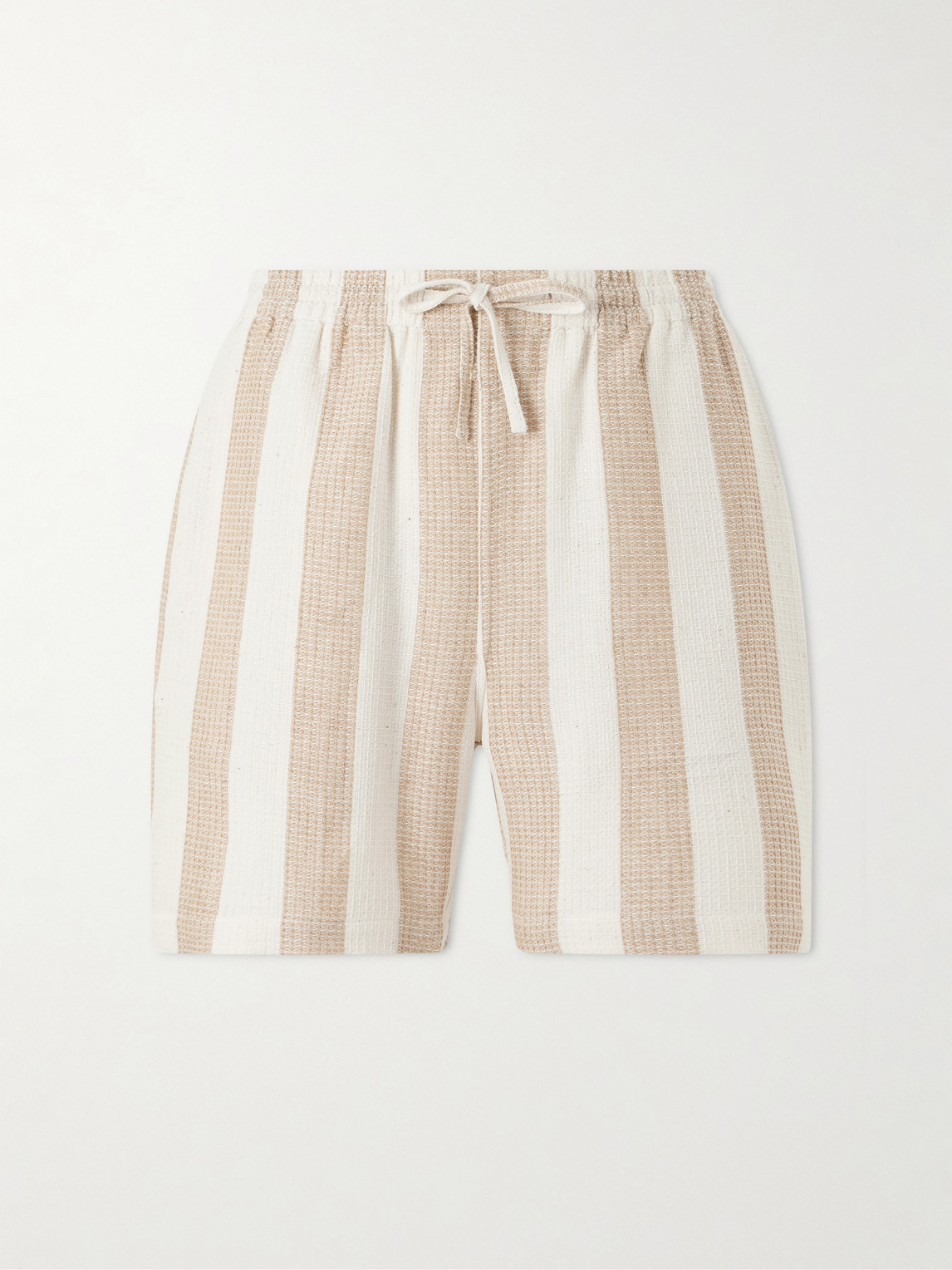 Kardo Olbia Straight-leg Striped Cotton Drawstring Shorts In Neutral