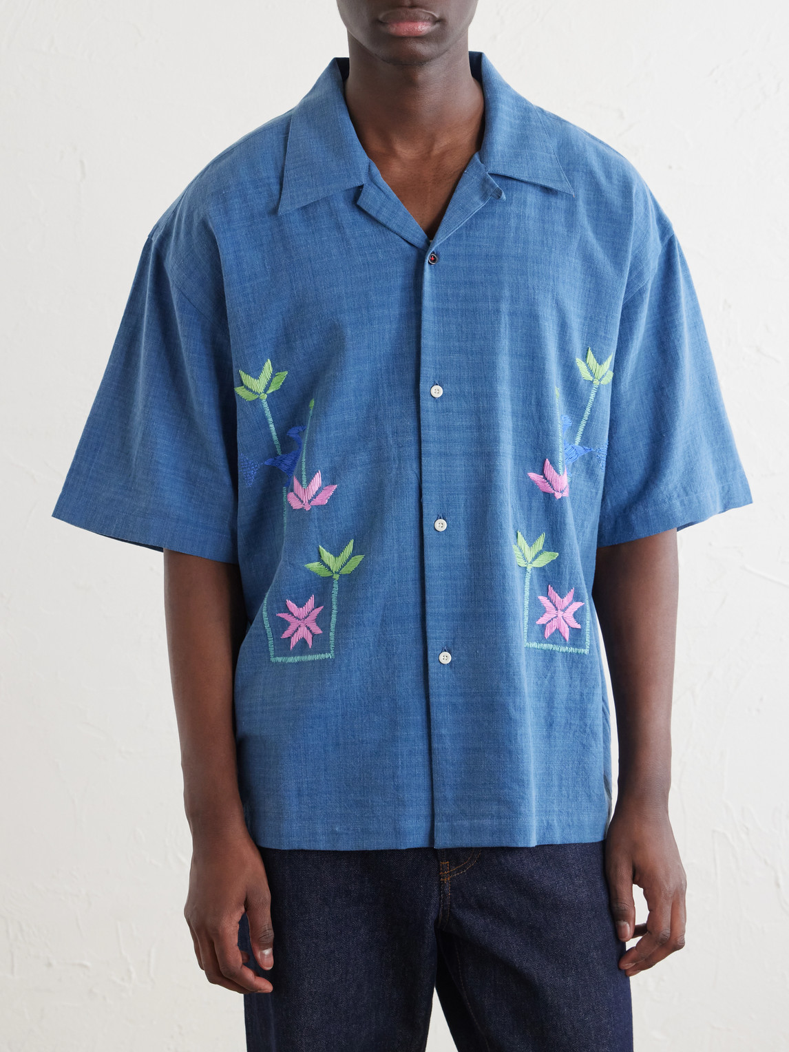  Kardo - Rohit Embroidered Cotton Shirt - Men - Blue - M 