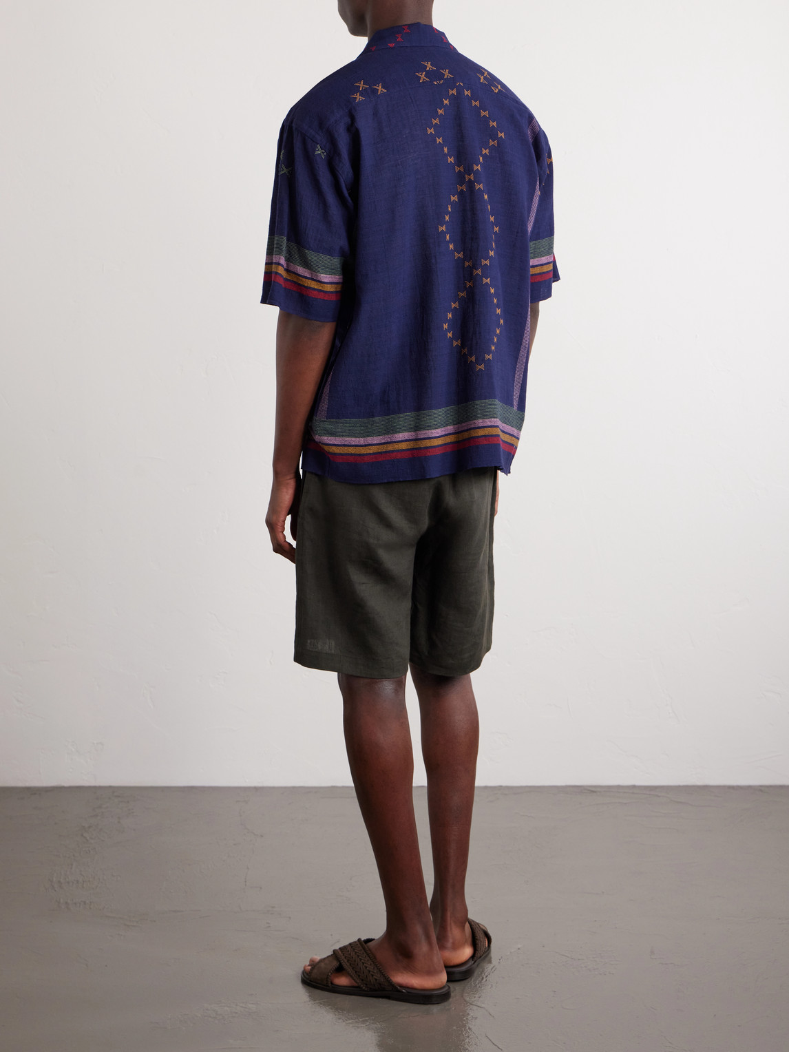  Kardo - Rohit Camp-collar Striped Cotton Shirt - Men - Blue - S 