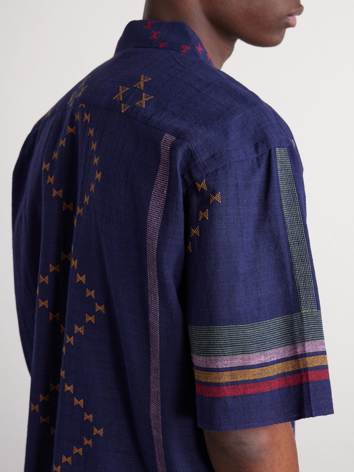 Rohit Camp-Collar Striped Cotton Shirt
