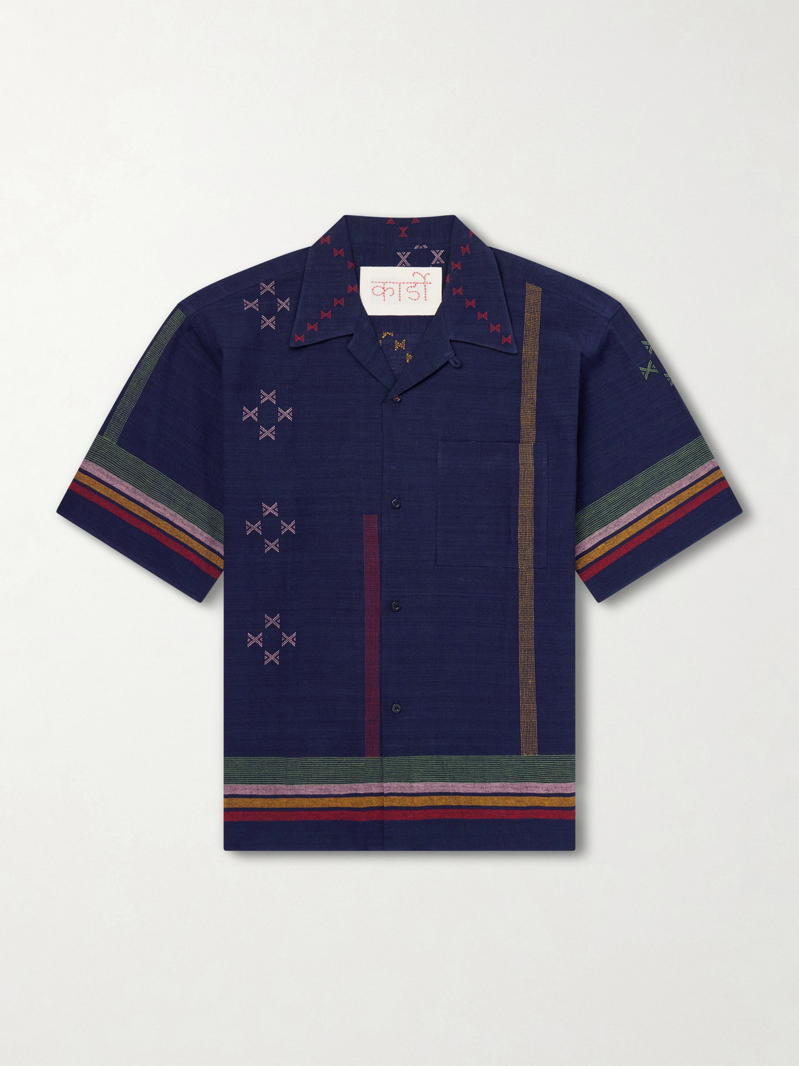 Kardo Rohit Camp-Collar Striped Cotton Shirt - Men