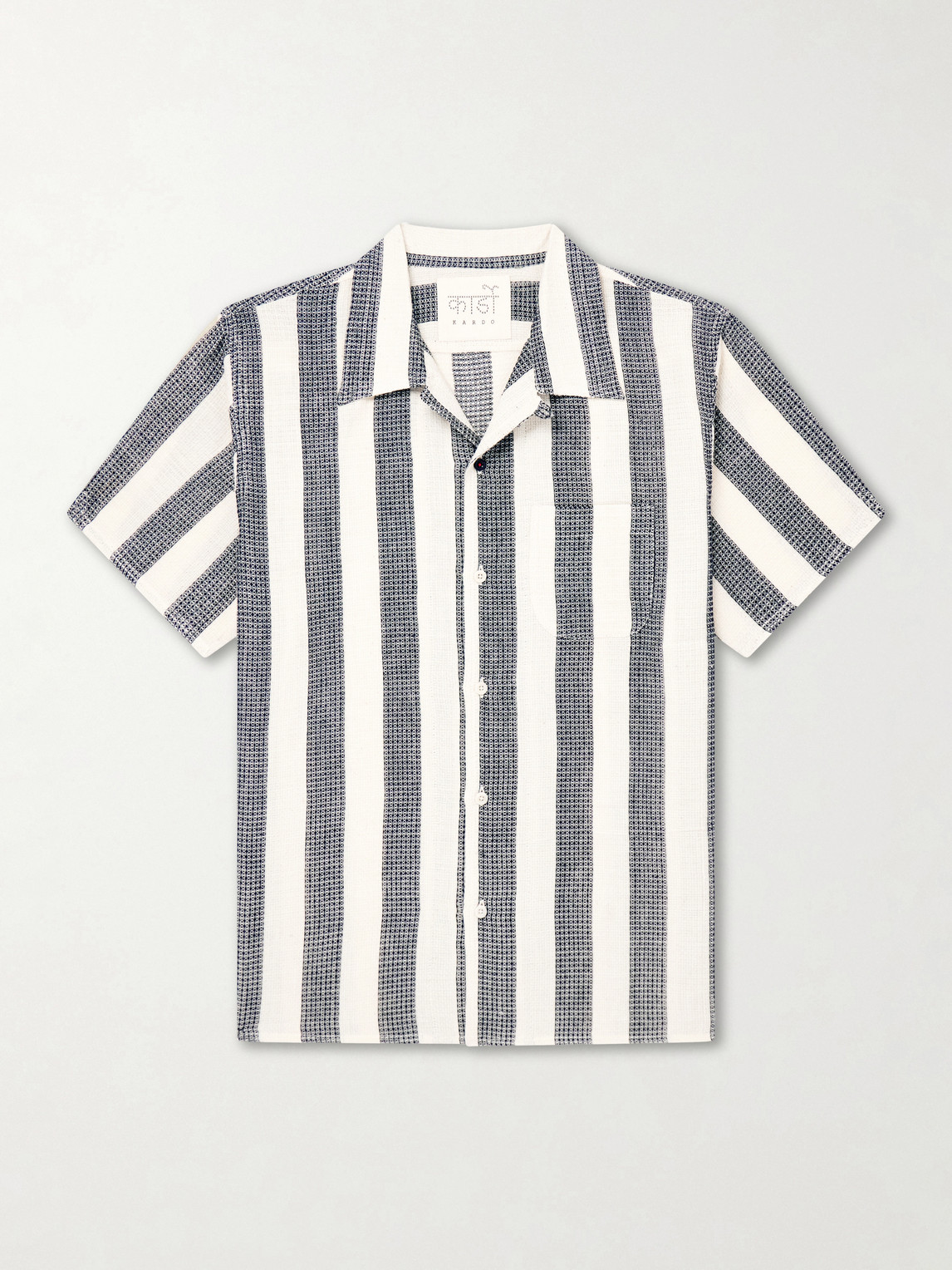 Kardo Chintan Striped Cotton Shirt In Blue