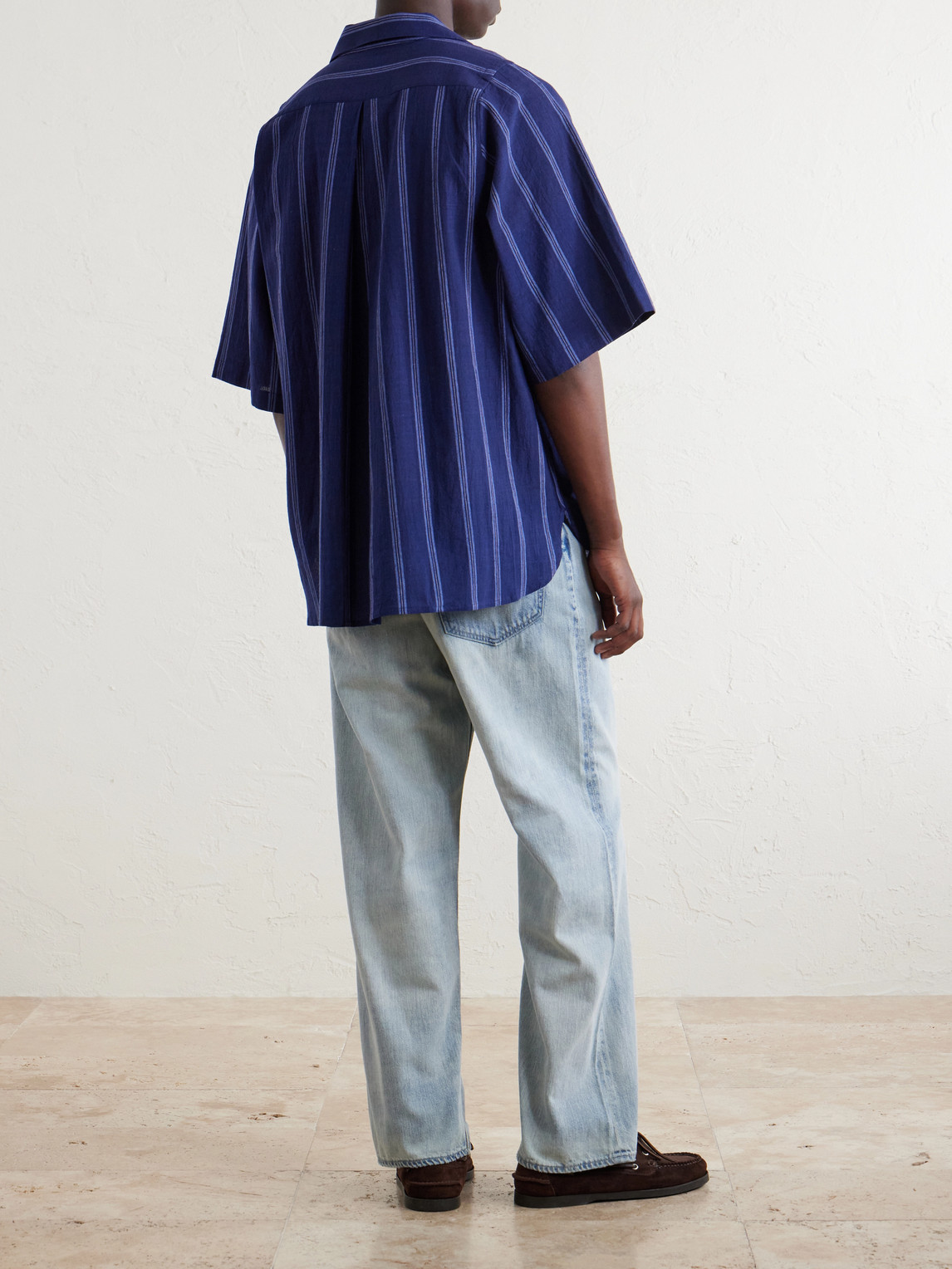 Yusuke Camp-Collar Striped Cotton Shirt