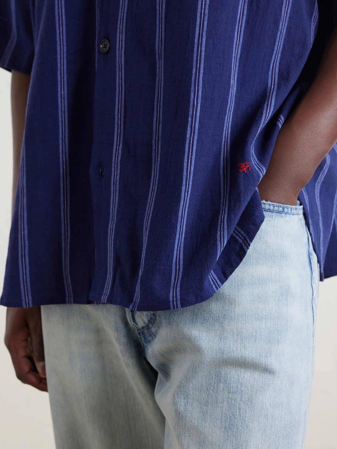 Yusuke Camp-Collar Striped Cotton Shirt