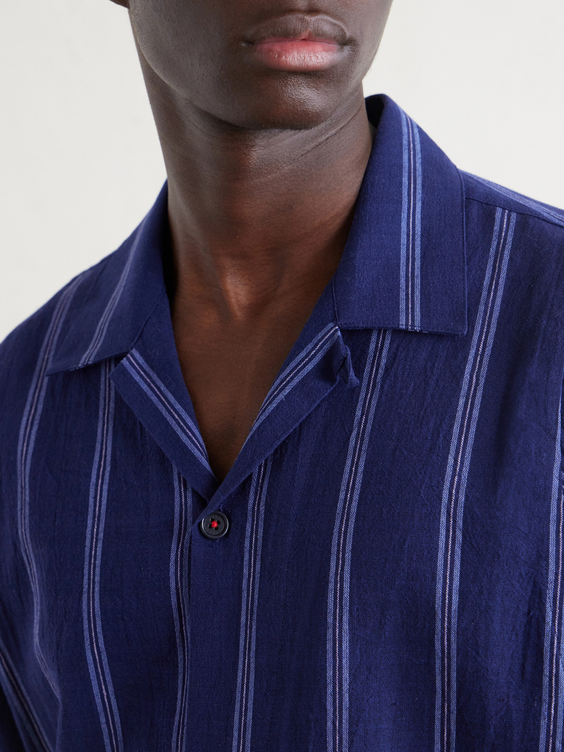 Yusuke Camp-Collar Striped Cotton Shirt