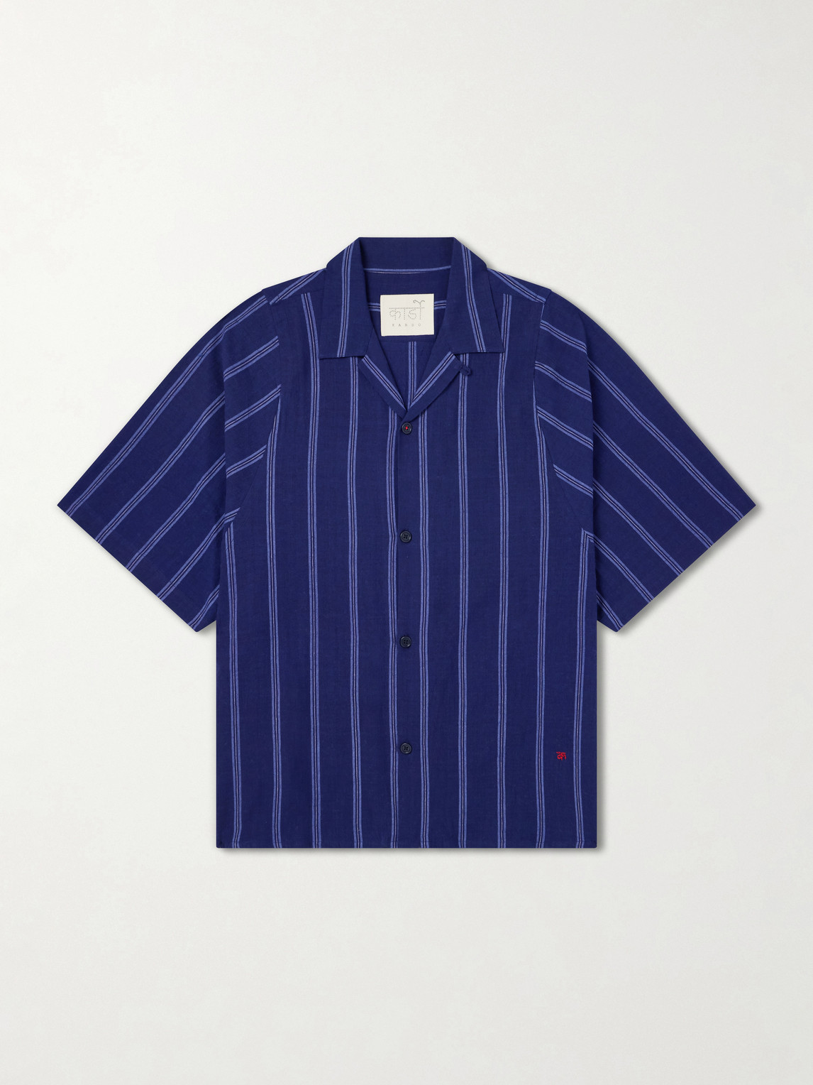 Kardo Yusuke Camp-collar Striped Cotton Shirt In Blue