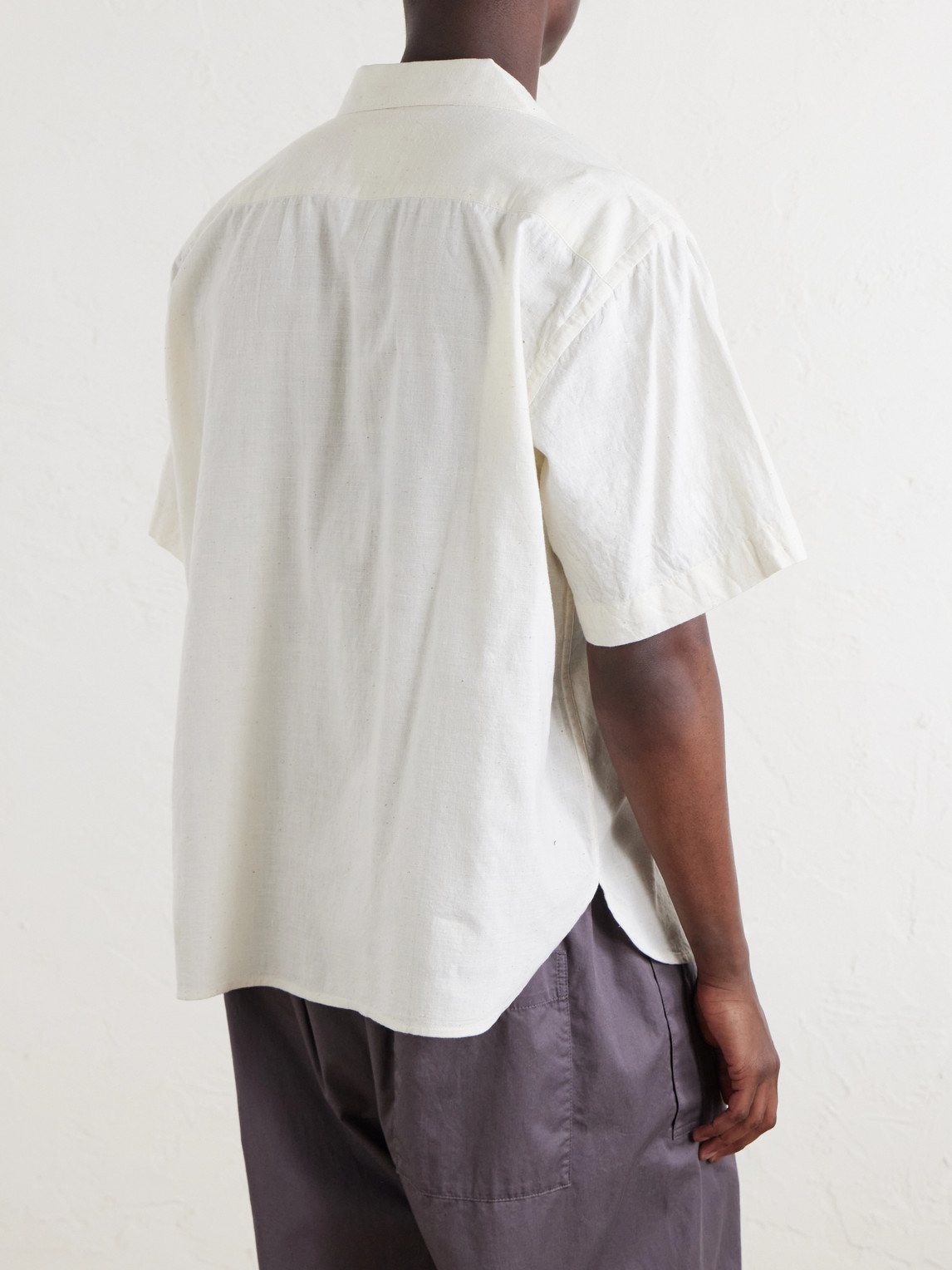 Ronald Convertible-Collar Embroidered Cotton Shirt