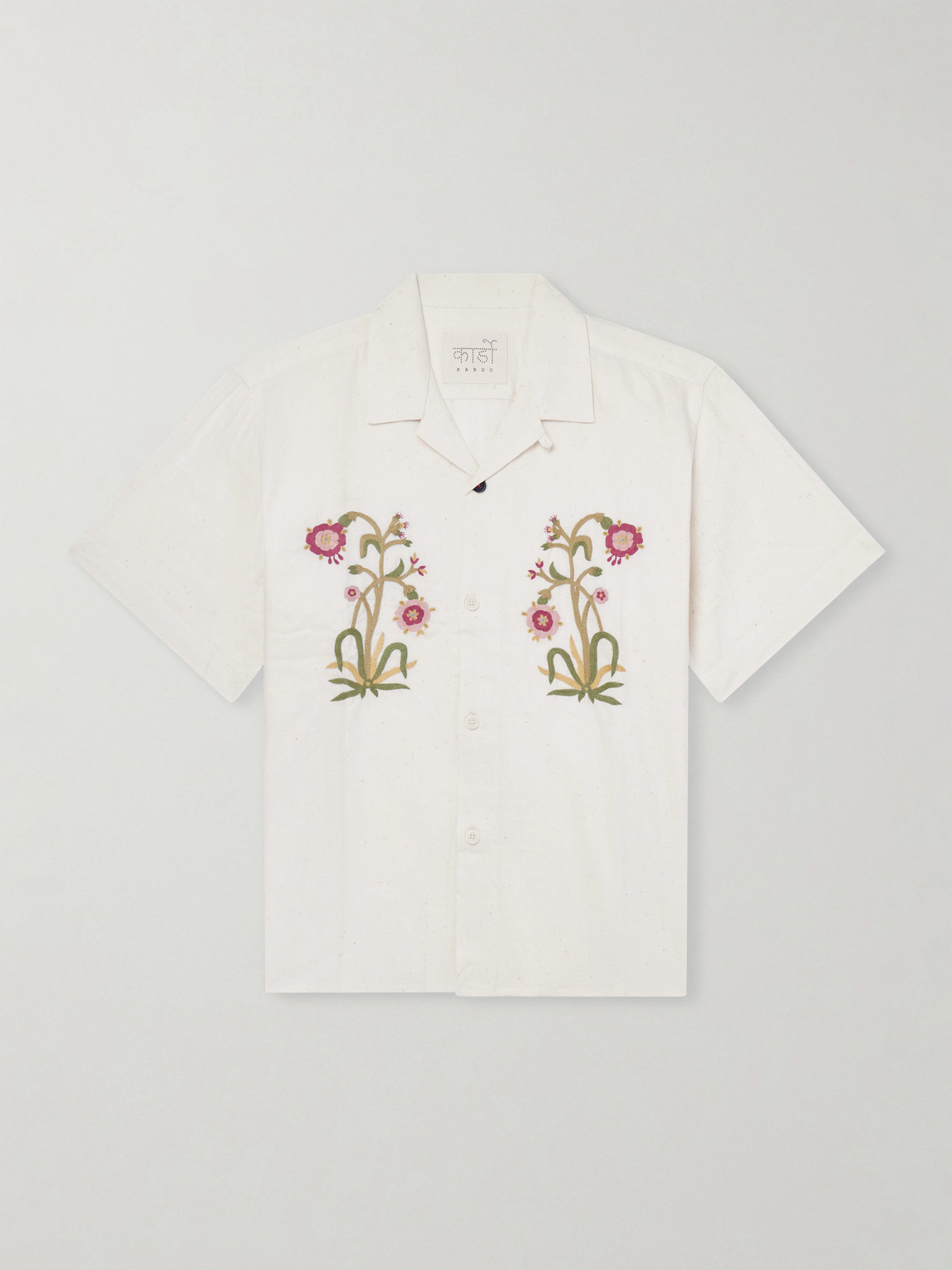 Kardo Ronald Convertible-collar Embroidered Cotton Shirt In White