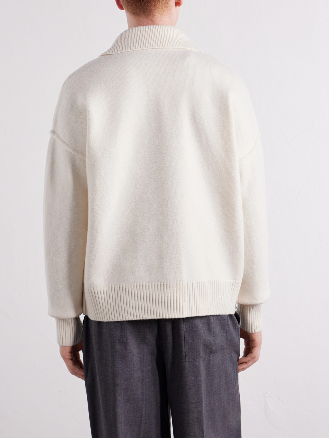 Logo-Intarsia Wool Polo Sweater