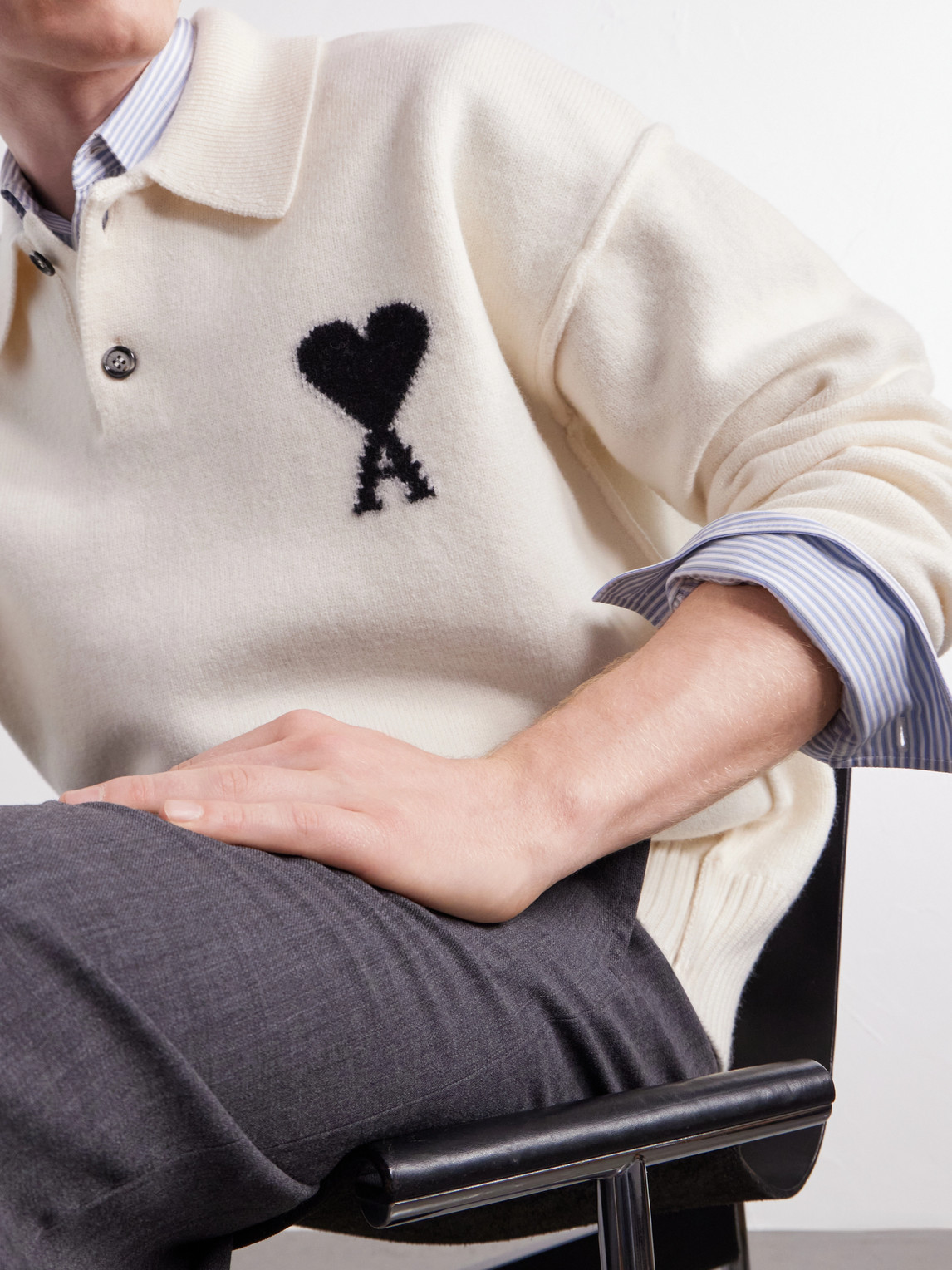 Logo-Intarsia Wool Polo Sweater