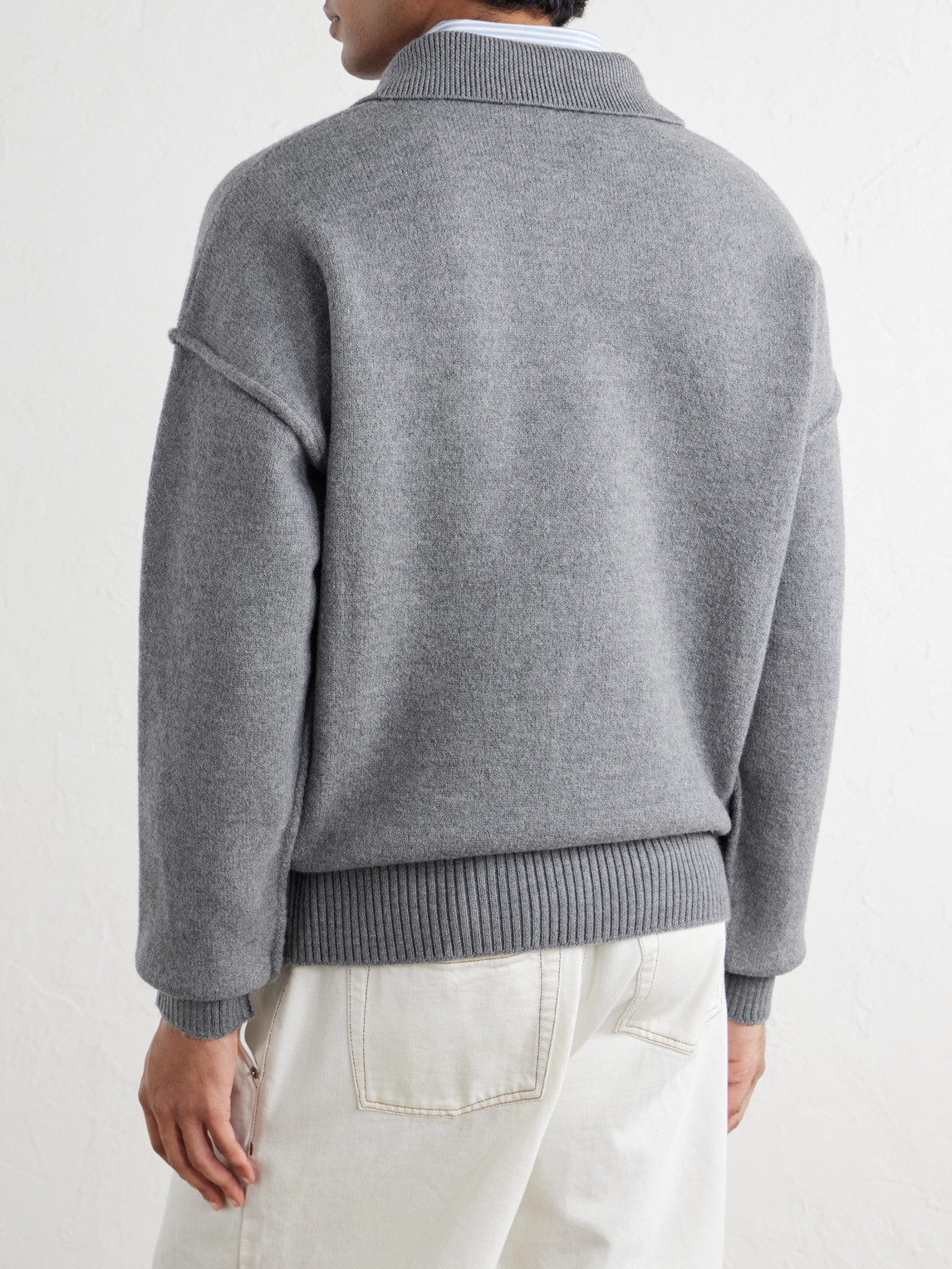 Logo-Intarsia Wool Polo Sweater