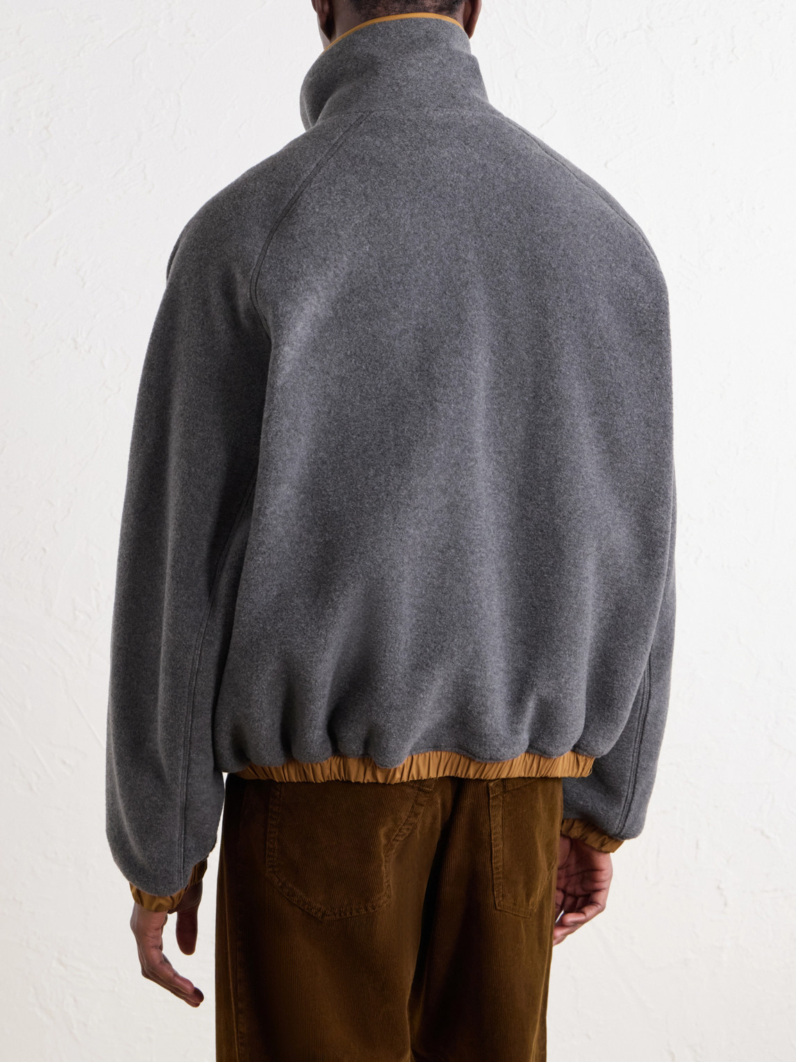 Logo-Appliquéd Shell-Trimmed Fleece Half-Zip Sweater