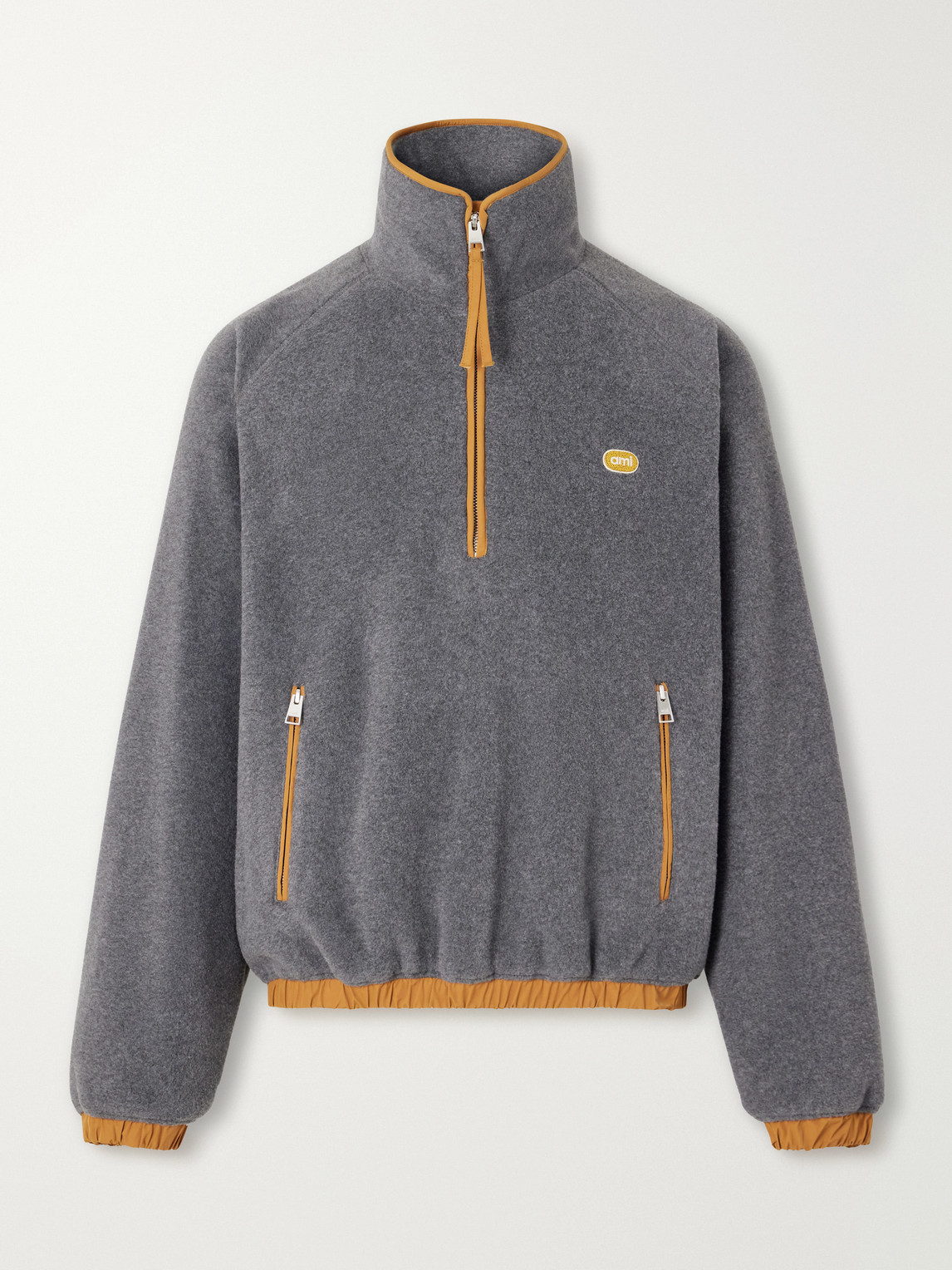 Logo-Appliquéd Shell-Trimmed Fleece Half-Zip Sweater