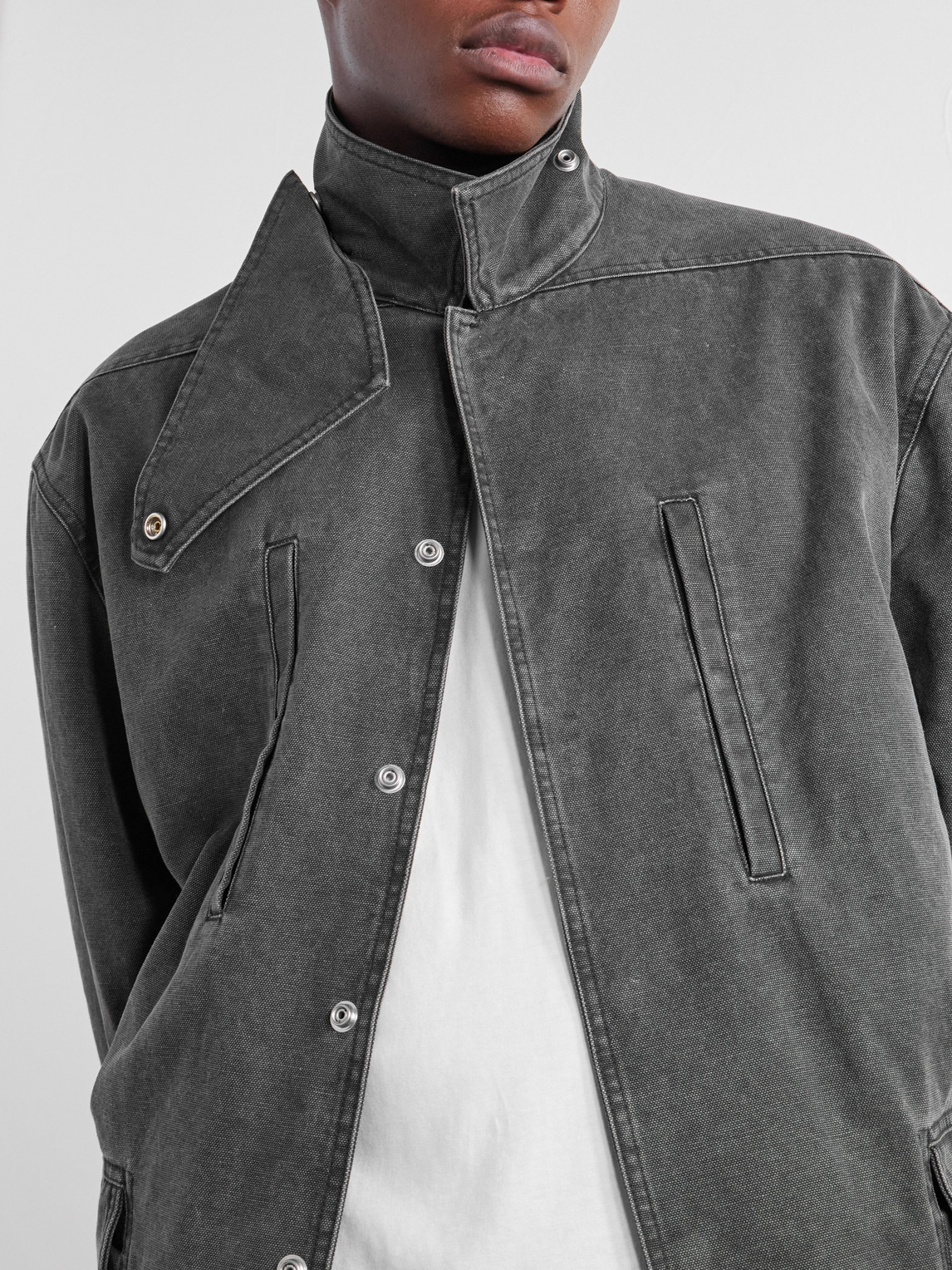 Padded Washed Cotton-Canvas Coat