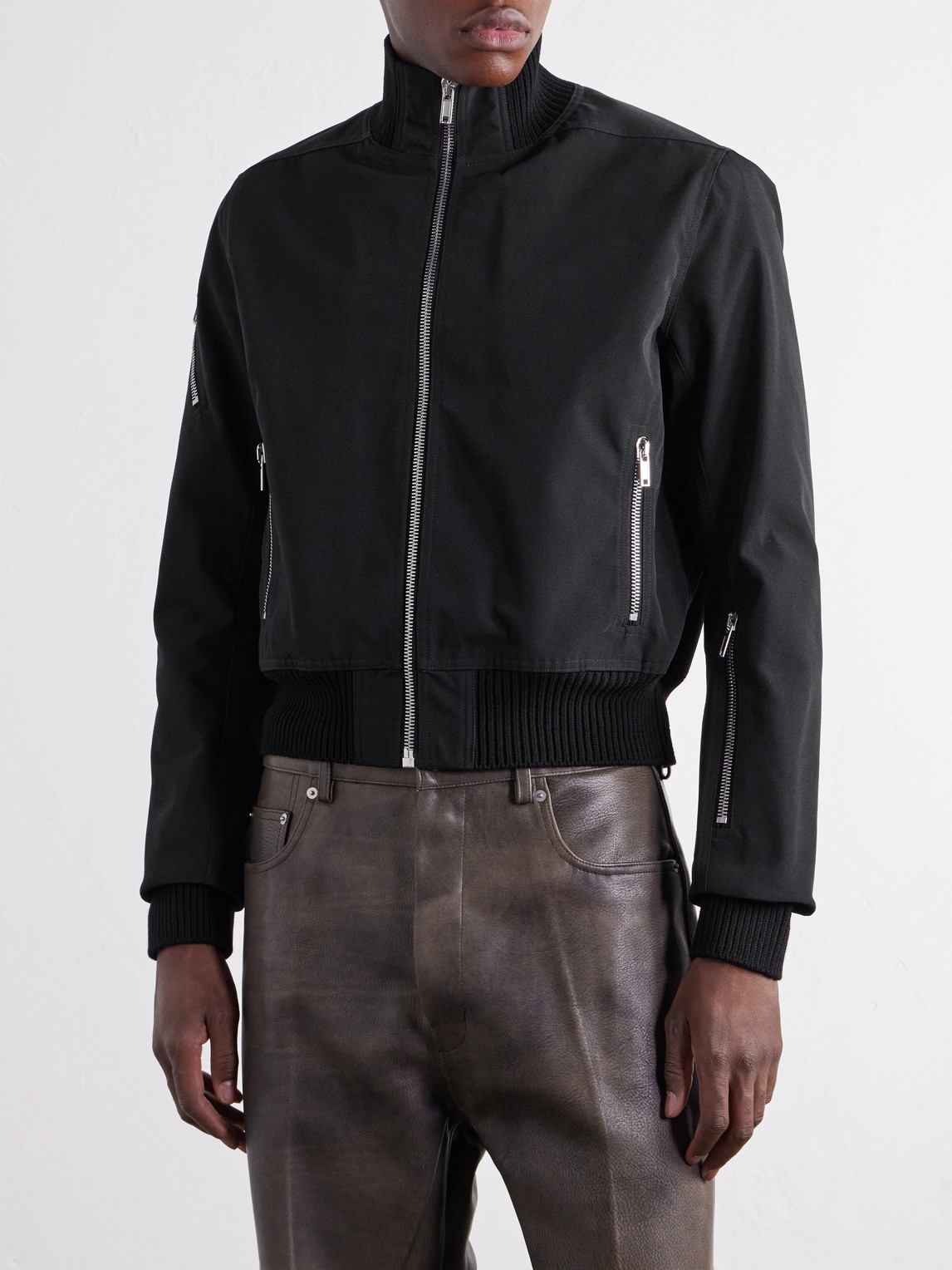 Rib-Trimmed Canvas Blouson Jacket