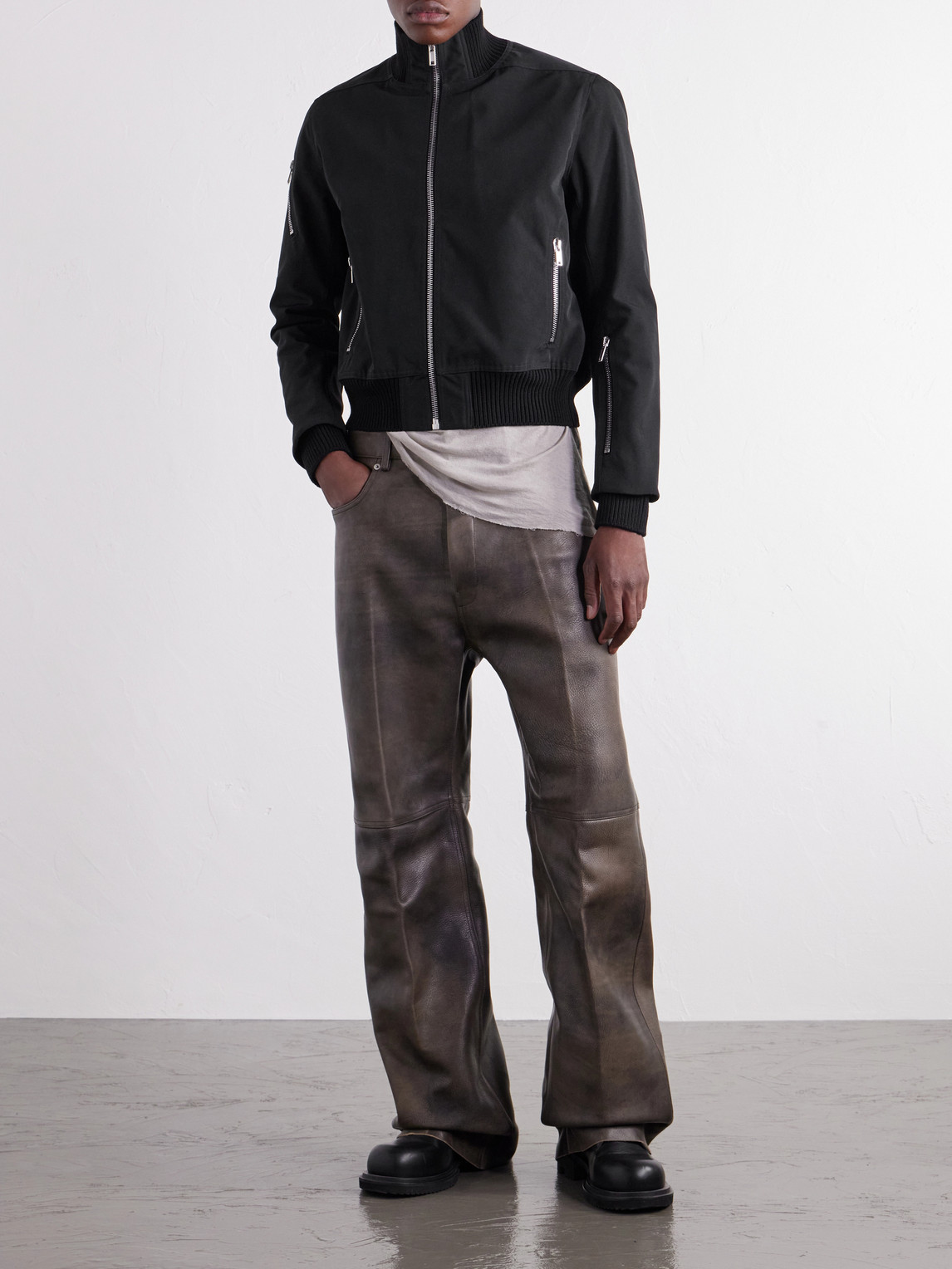 Rib-Trimmed Canvas Blouson Jacket
