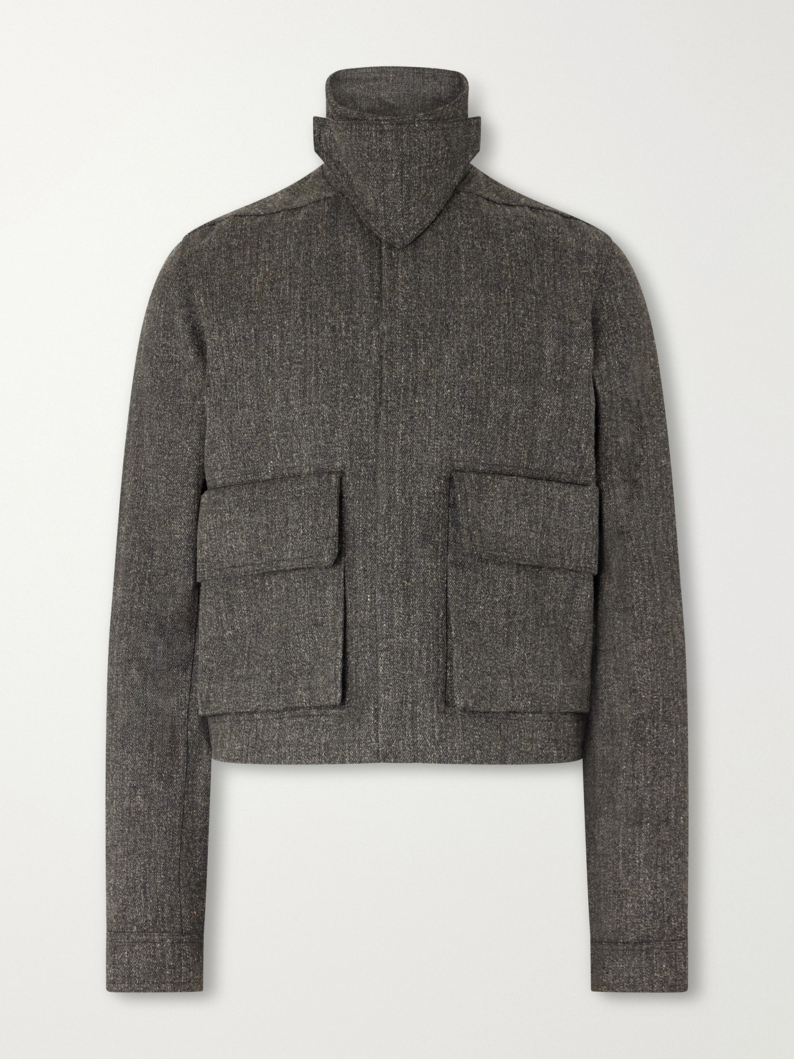 Rick Owens Tower Alice Mélange Wool Bomber Jacket In Gray