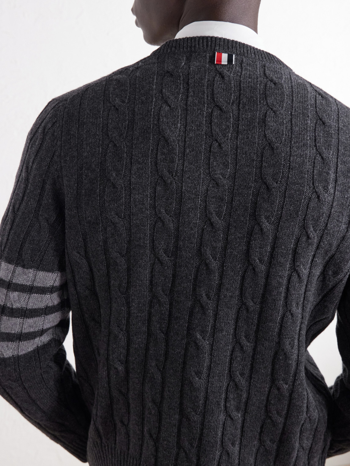 4-Bar Stripe Cable-Knit Cashmere Sweater