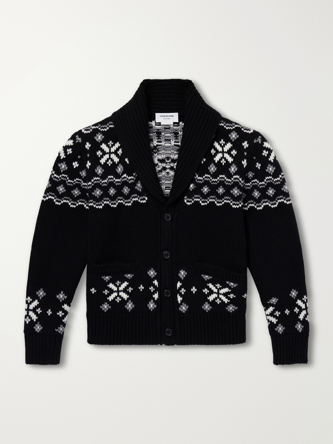 Thom Browne – Shawl-Collar Jacquard-Knitted Cashmere Cardigan