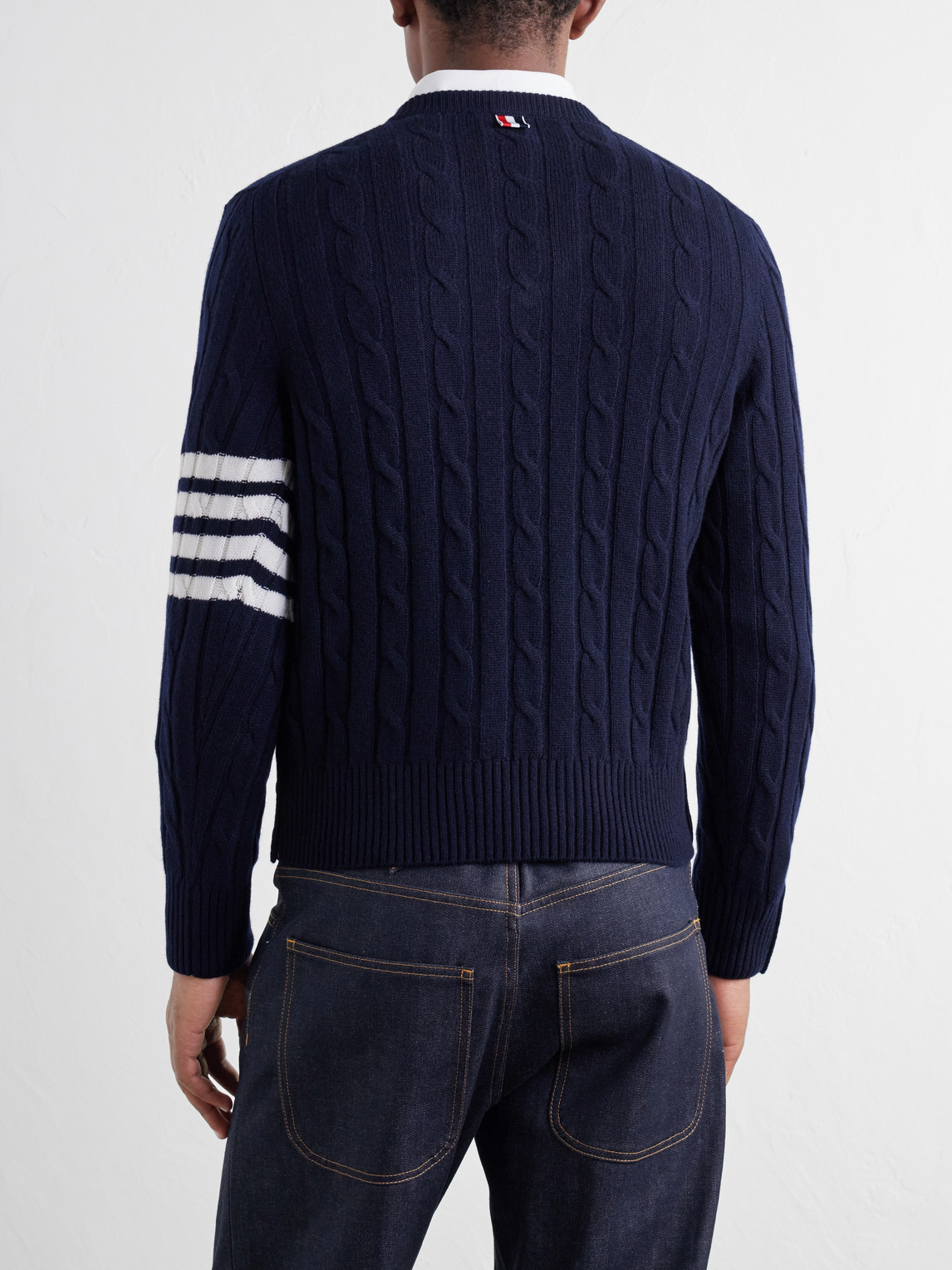 4-Bar Stripe Cable-Knit Cashmere Sweater