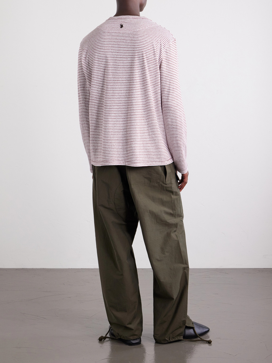 Hour Embroidered Striped Linen And Cotton-Blend T-Shirt