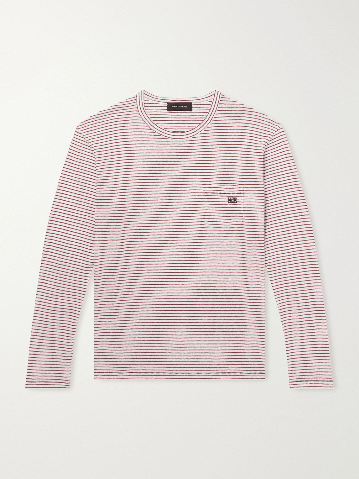 Hour Embroidered Striped Linen And Cotton-Blend T-Shirt