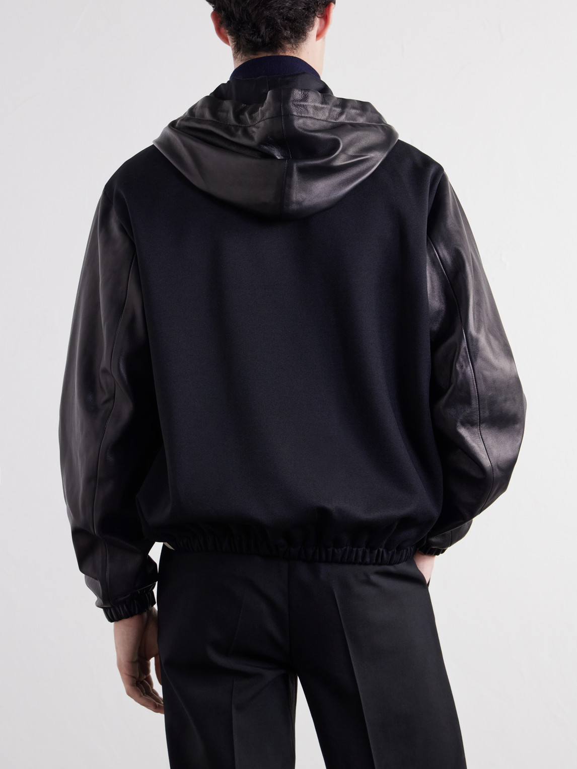 Vista Striped Leather Hooded Jacket