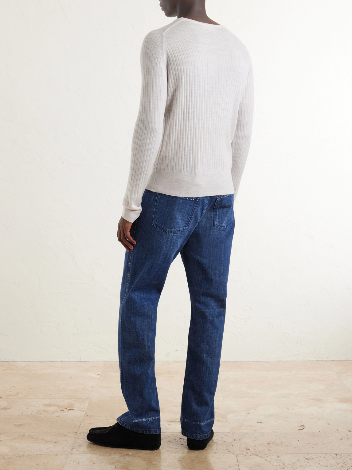 Nile Ribbed Wool Henley T-Shirt