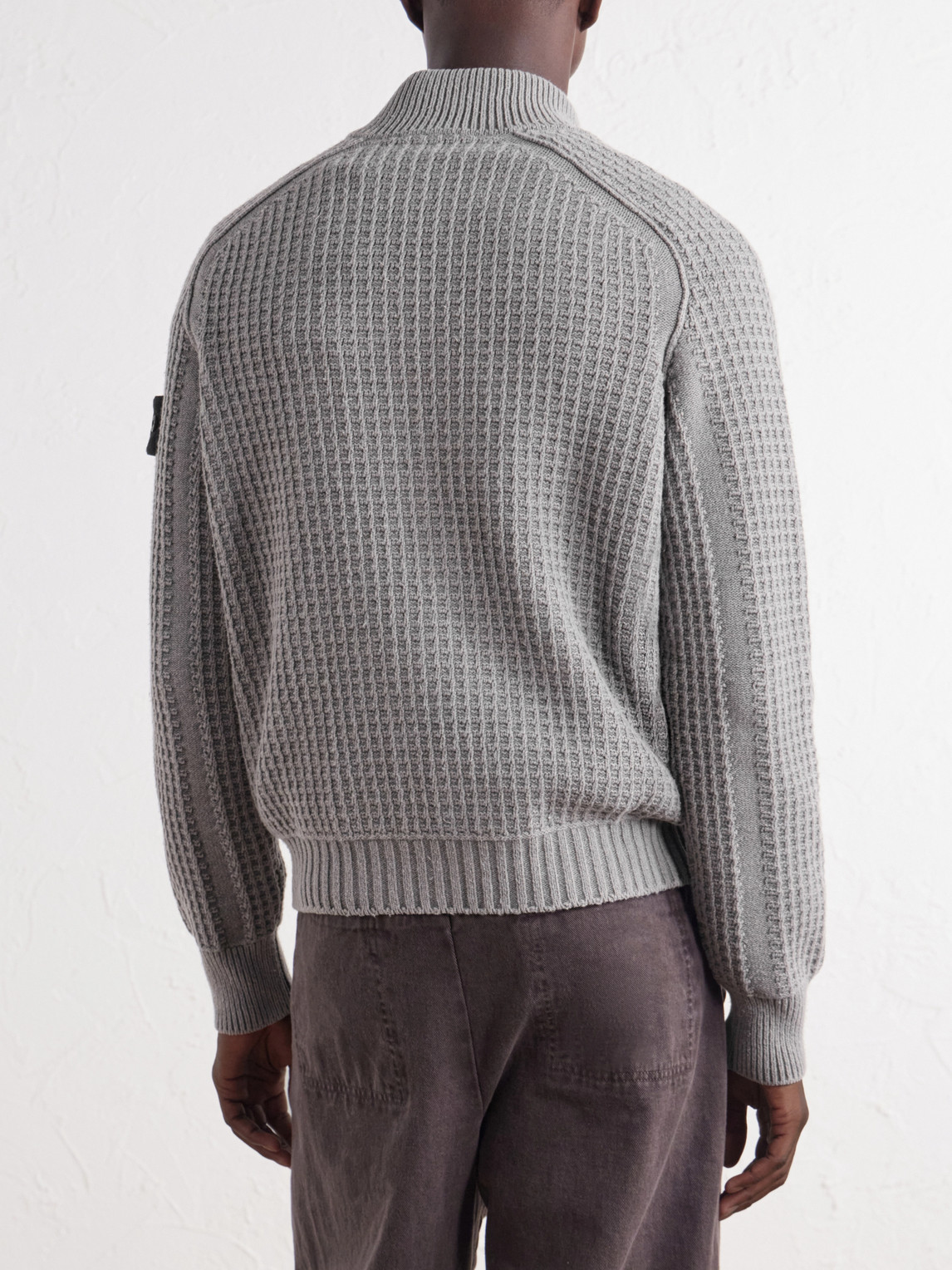 Mineral-Dyed Regenerated Cotton Zip-Up Sweater