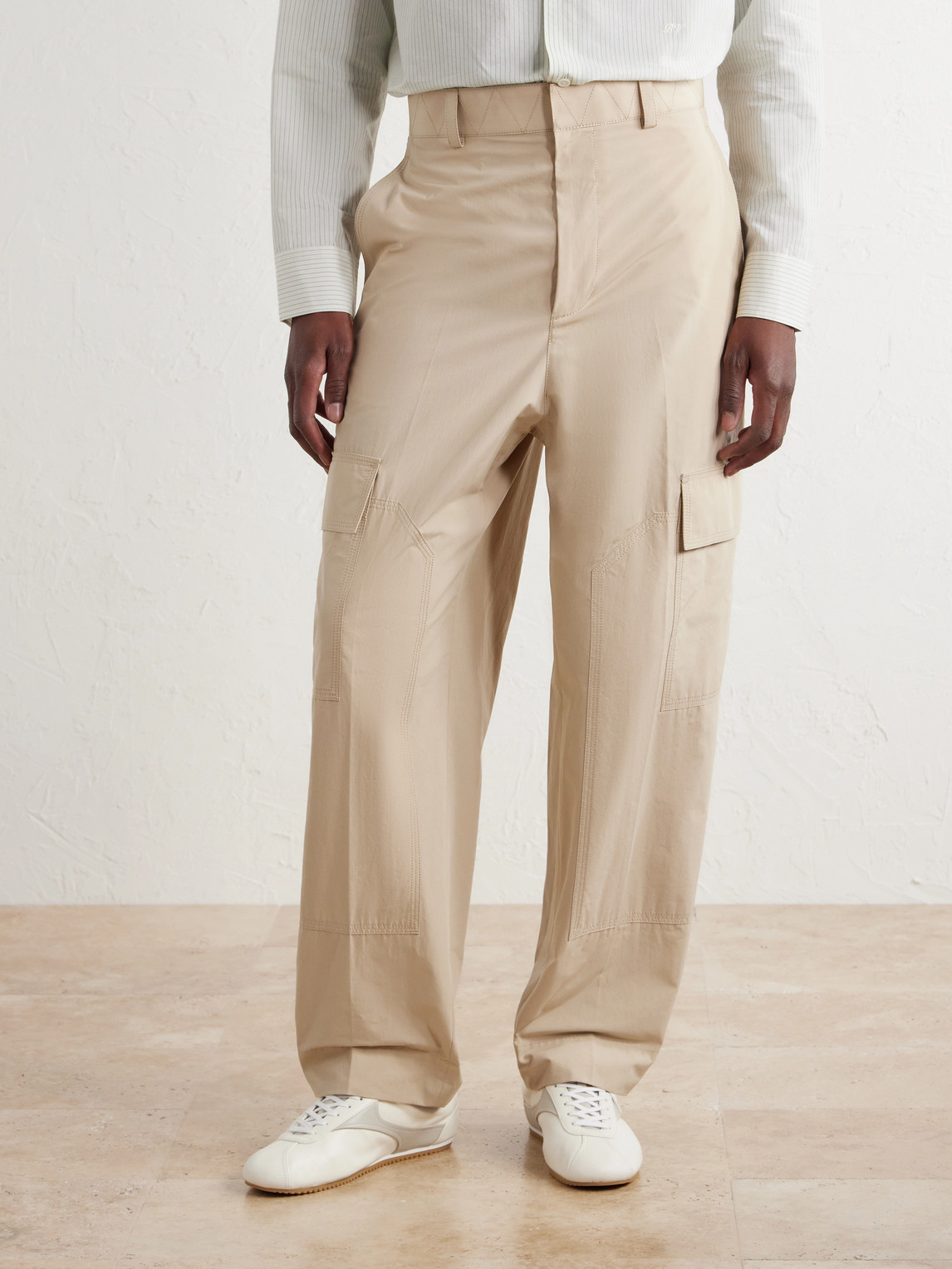 Straight-Leg Cotton-Toile Cargo Trousers