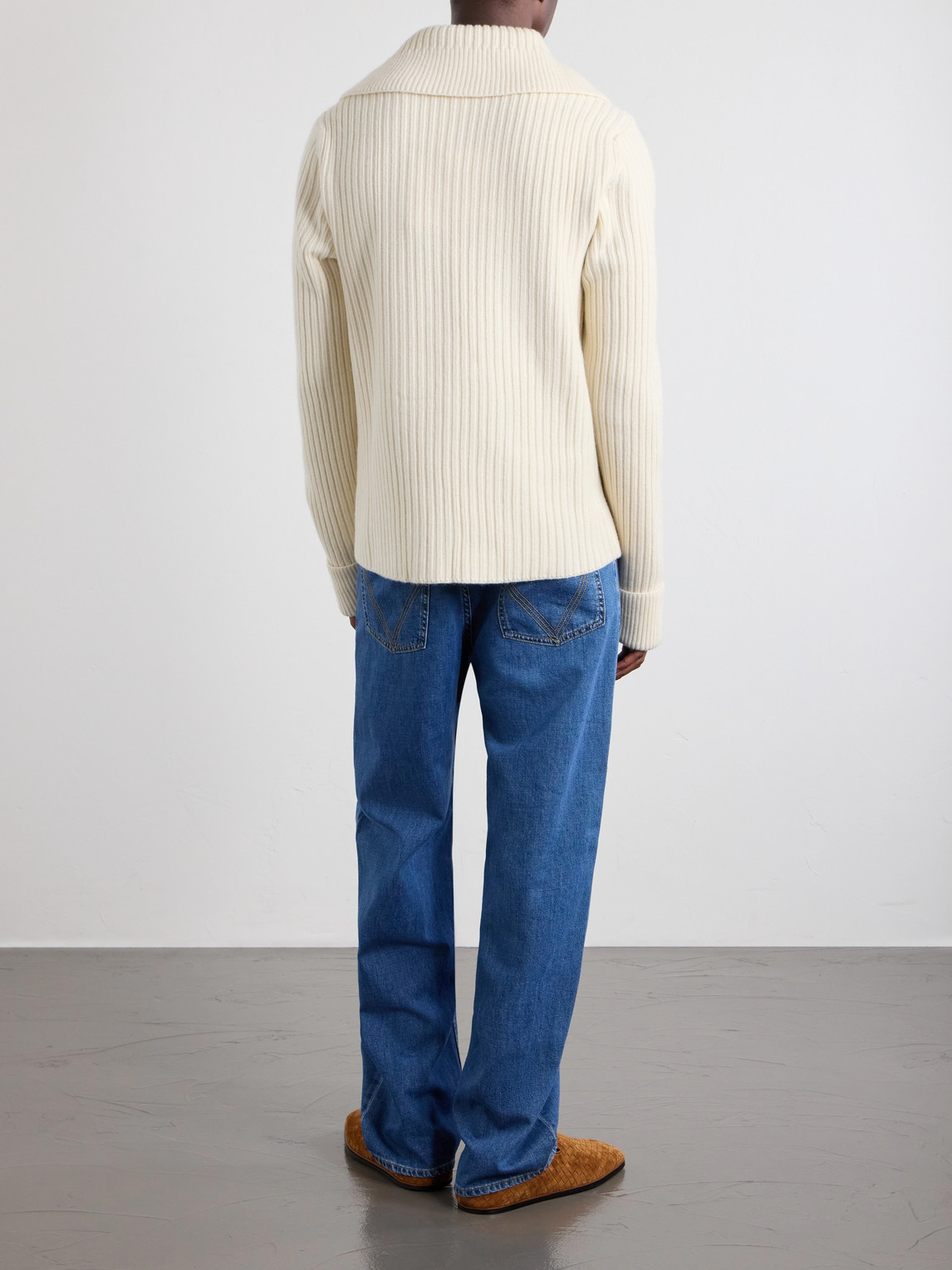 Ribbed-Knit Cashmere And Wool-Blend Half-Zip Sweater