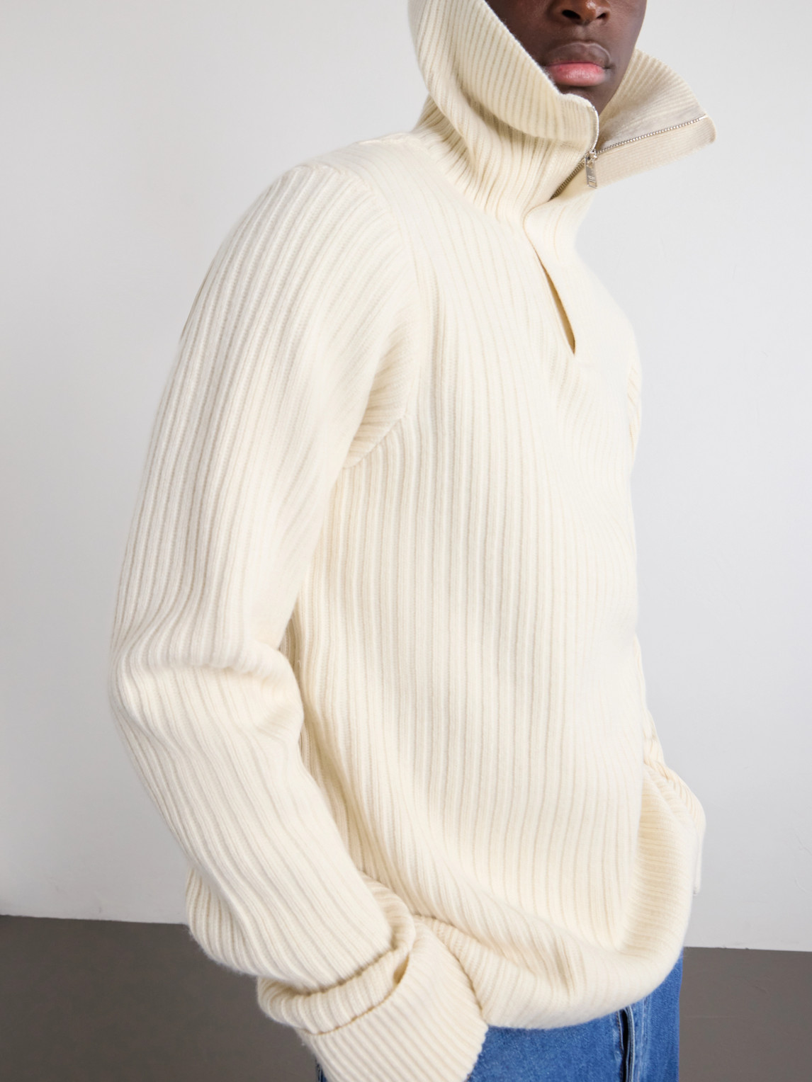 Ribbed-Knit Cashmere And Wool-Blend Half-Zip Sweater