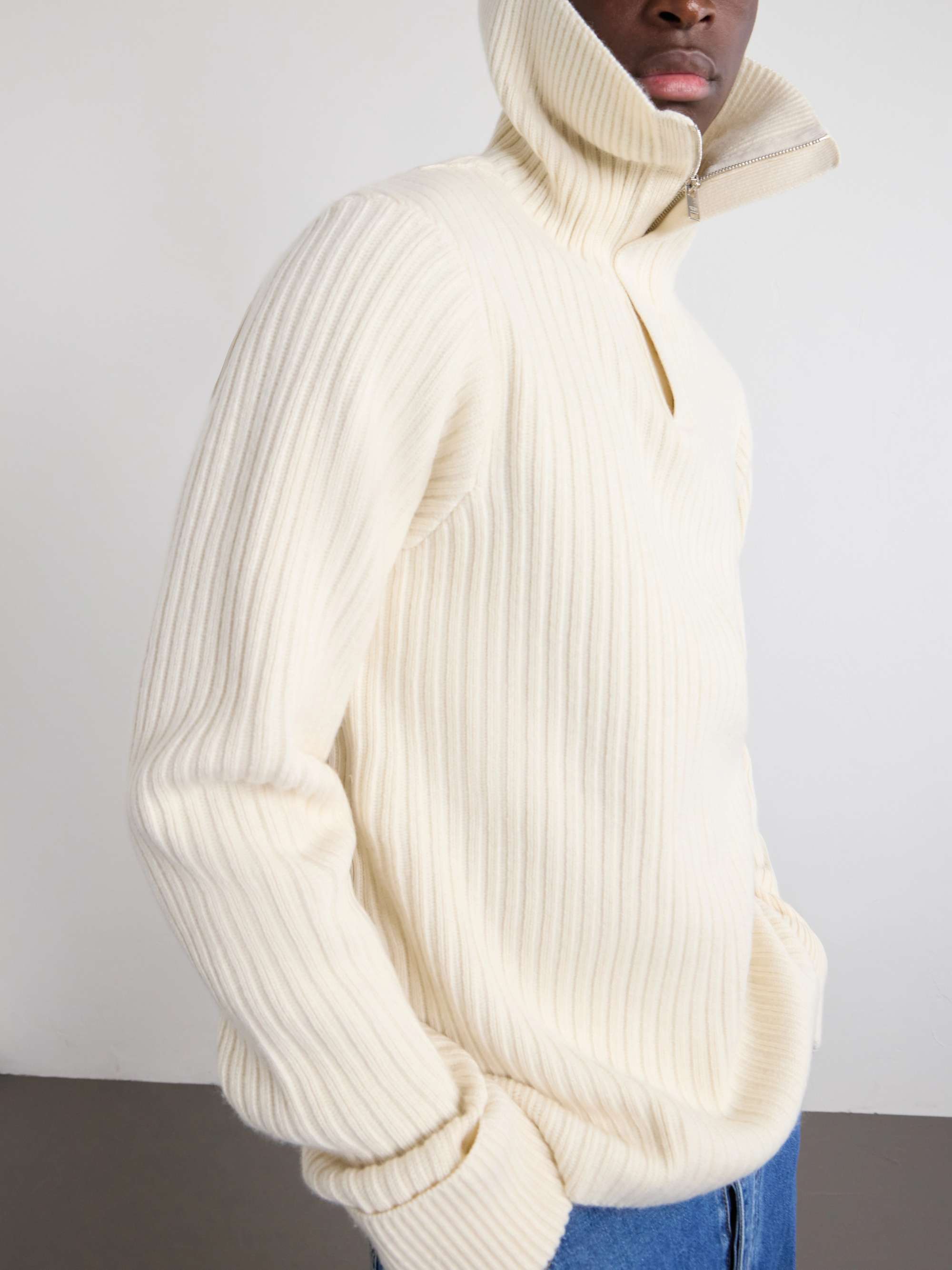 BOTTEGA VENETA Ribbed-Knit Cashmere and Wool-Blend Half-Zip