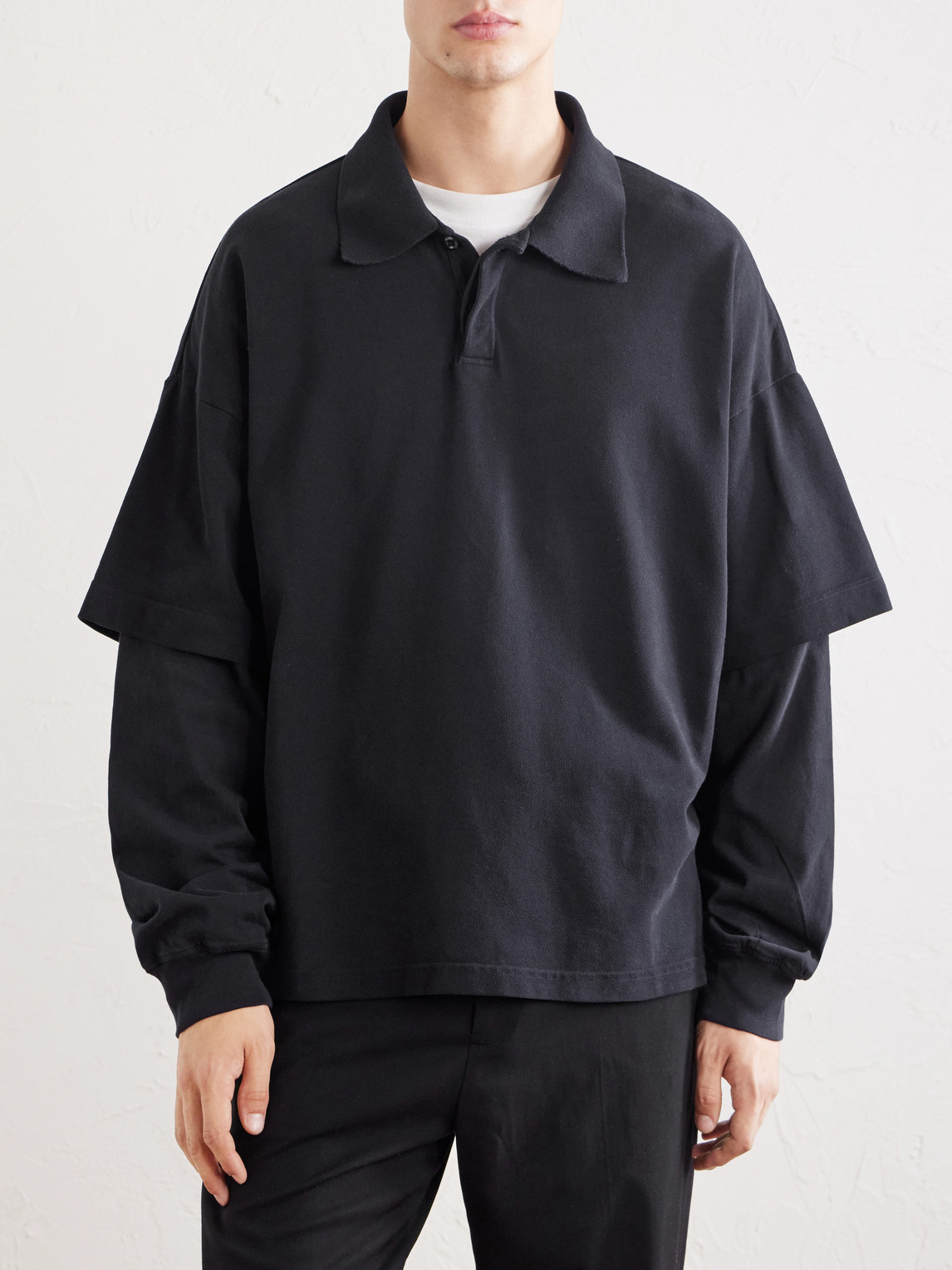 Curren Layered Cotton-Piqué Polo Shirt