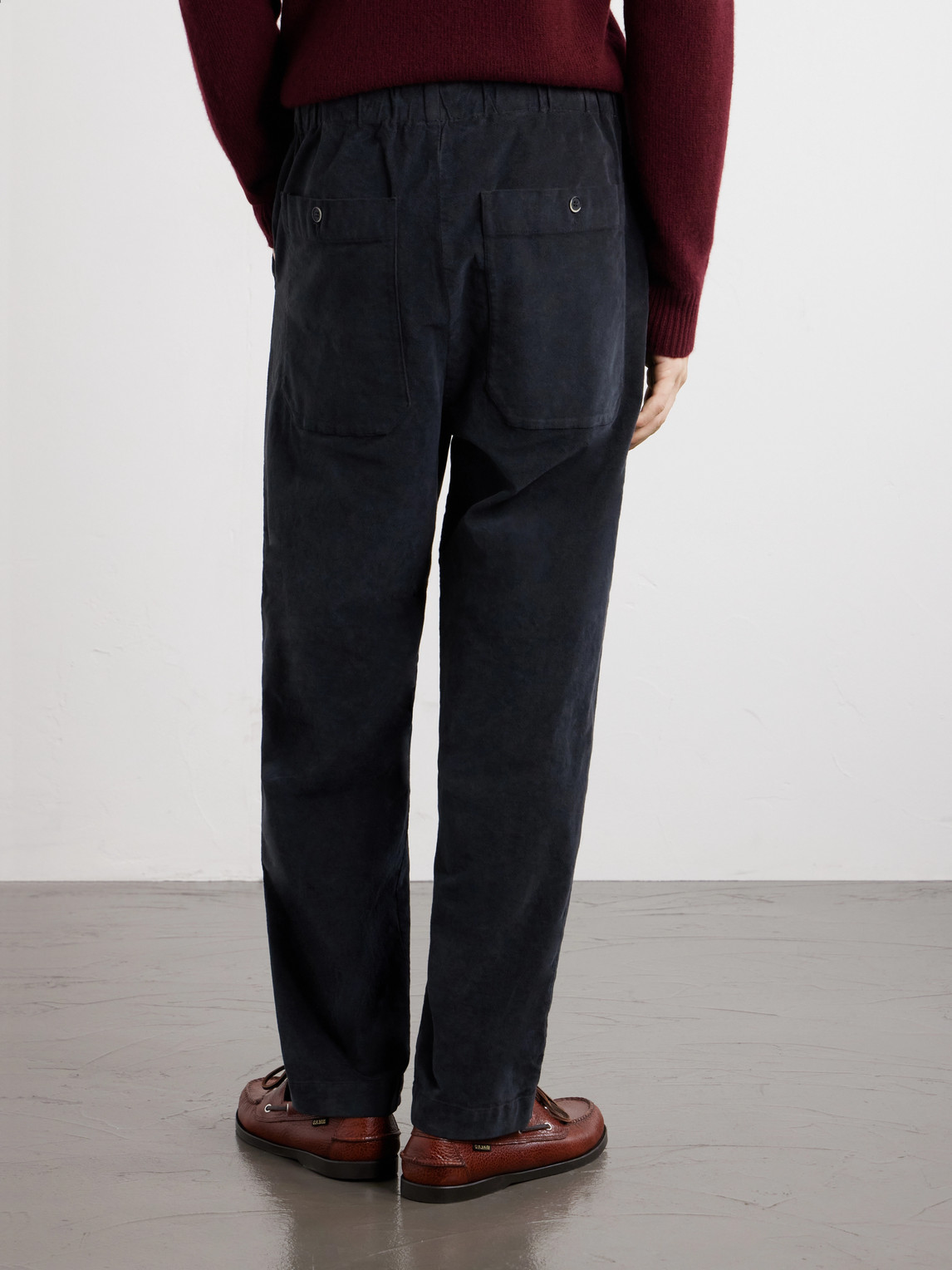 Straight-Leg Garment-Dyed Stretch Cotton-Moleskin Trousers