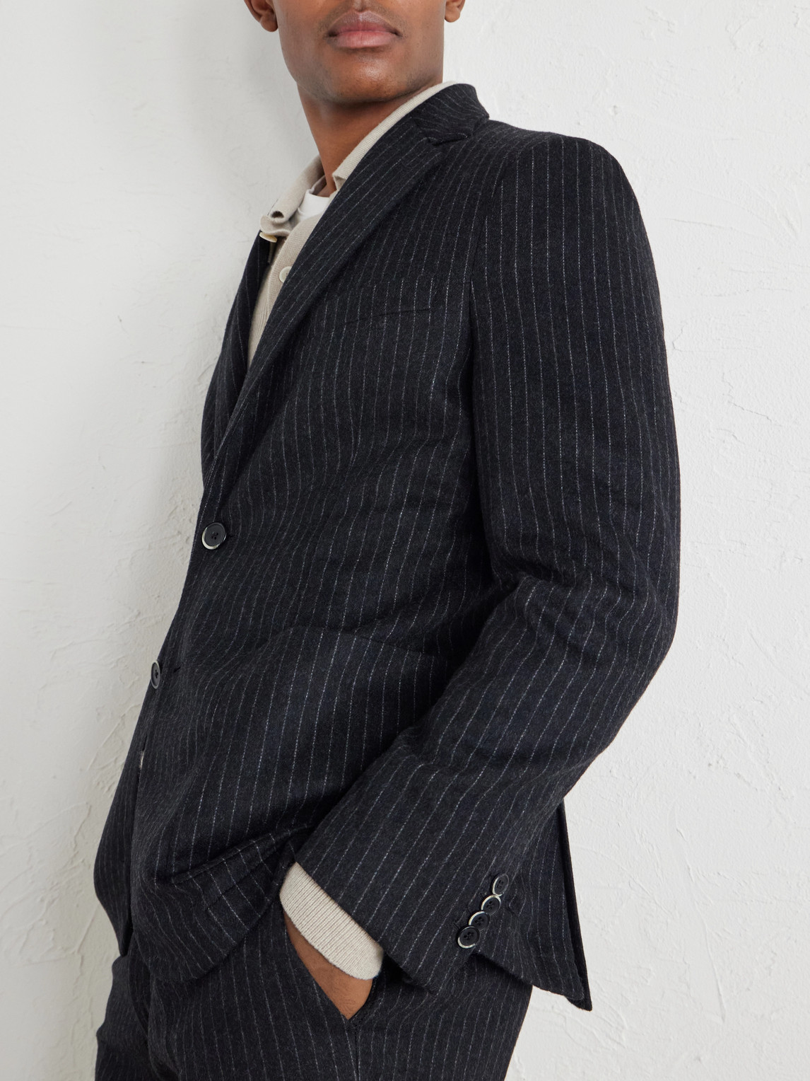 Pinstriped Wool-Blend Blazer