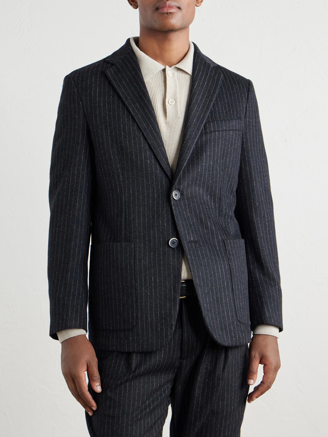 Pinstriped Wool-Blend Blazer