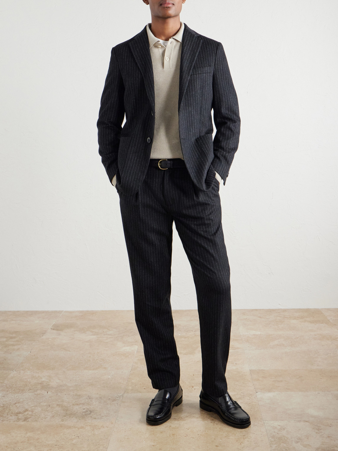 Pinstriped Wool-Blend Blazer