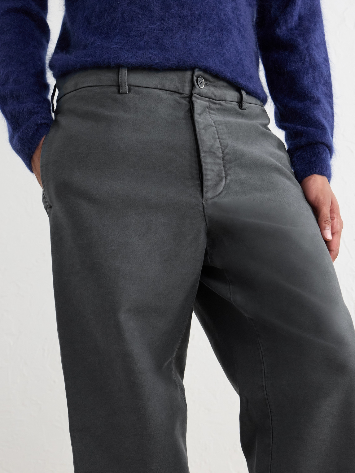 Straight-Leg Cotton-Satin Trousers