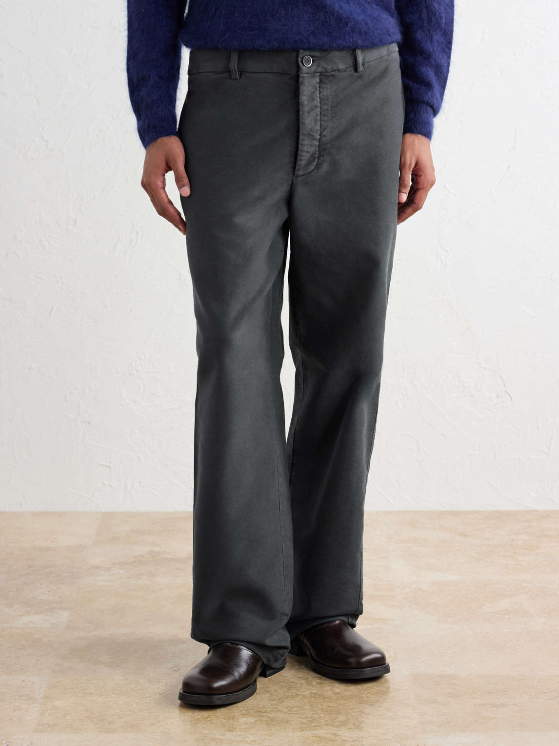 Straight-Leg Cotton-Satin Trousers