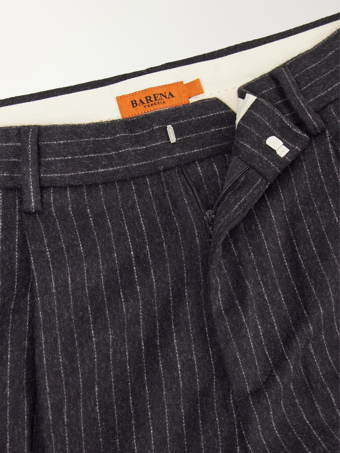 Straight-Leg Pleated Pinstriped Wool-Blend Trousers