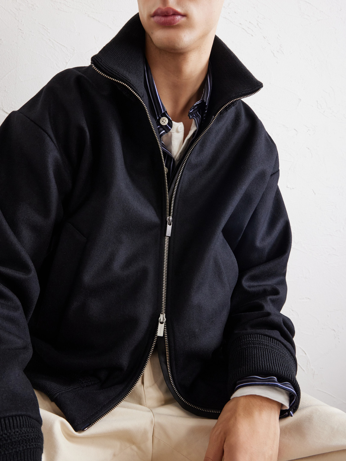 Wool-Blend Blouson Jacket