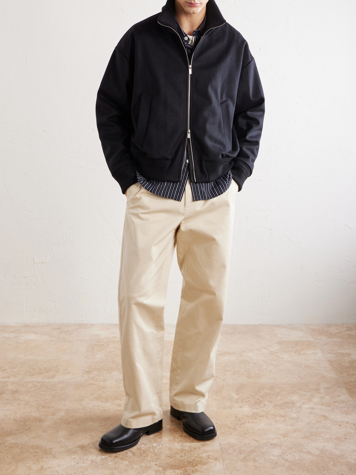 Wool-Blend Blouson Jacket