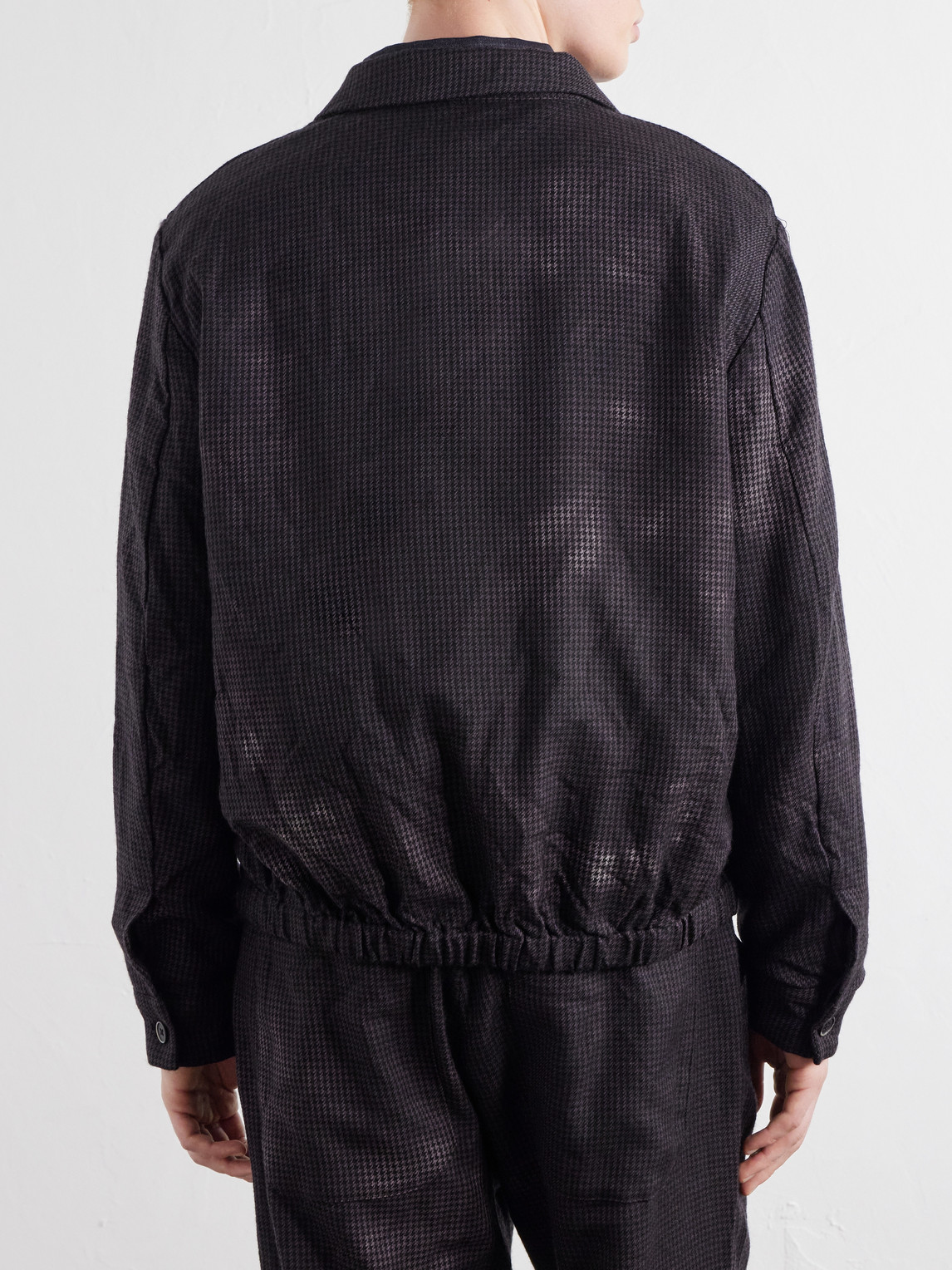 Garment-Dyed Houndstooth Wool Blouson Jacket