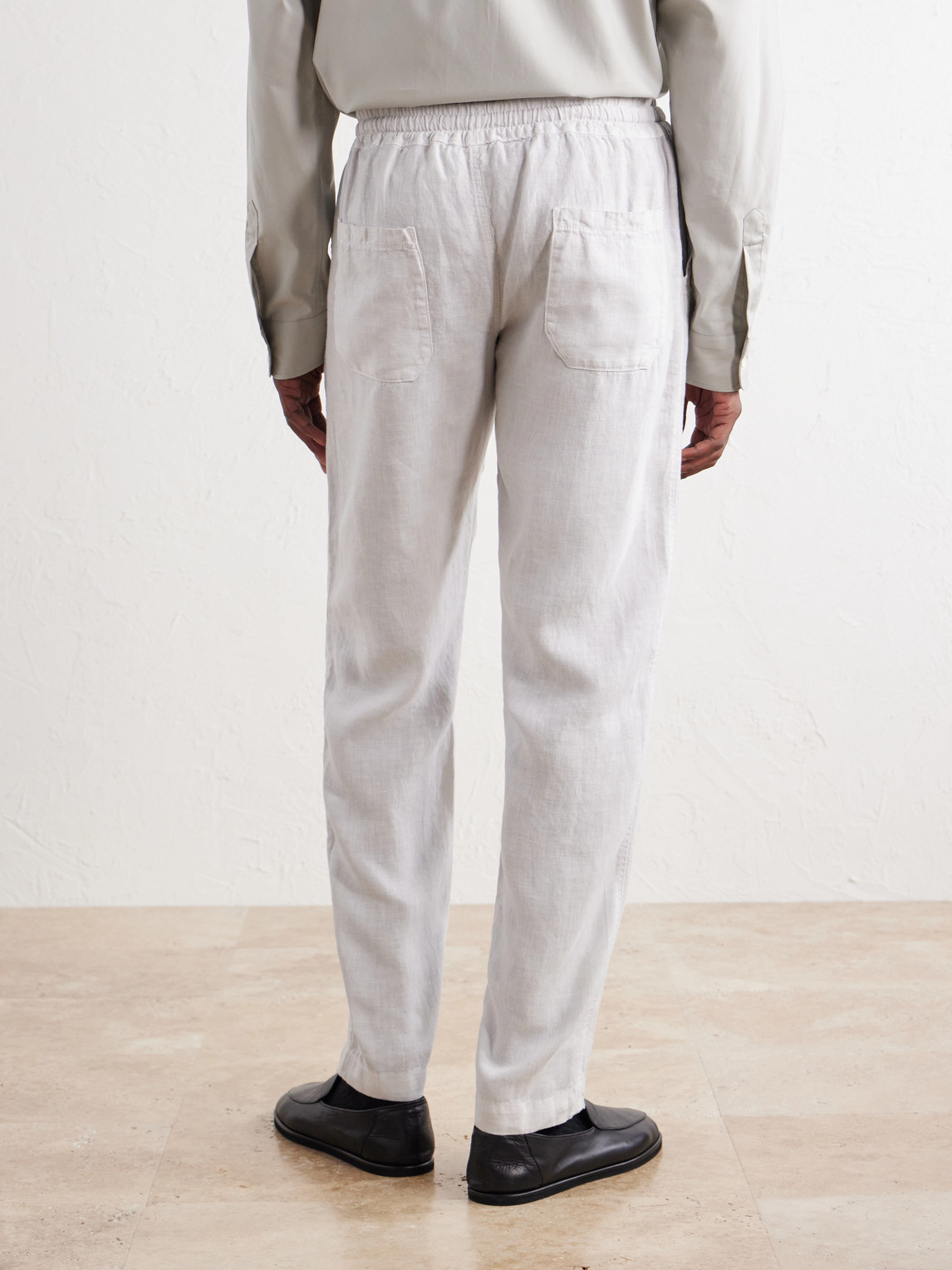 Straight-Leg Linen Drawstring Trousers