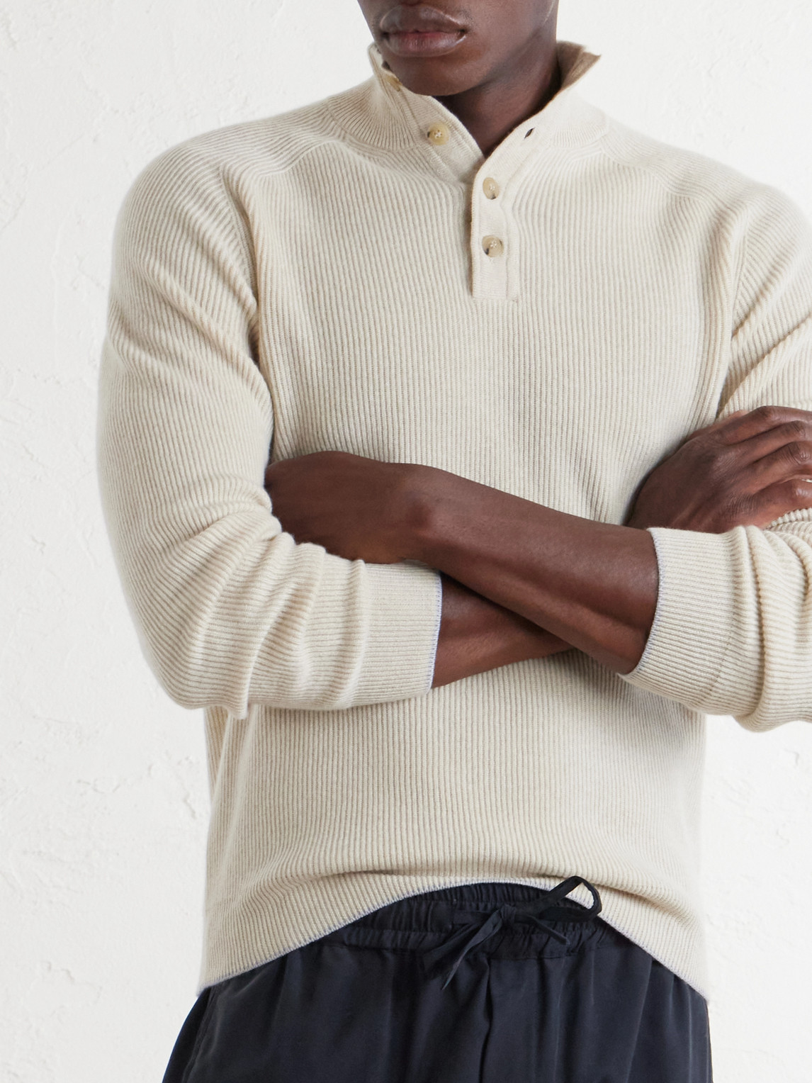 Kyoto Ribbed Cashmere Polo Shirt