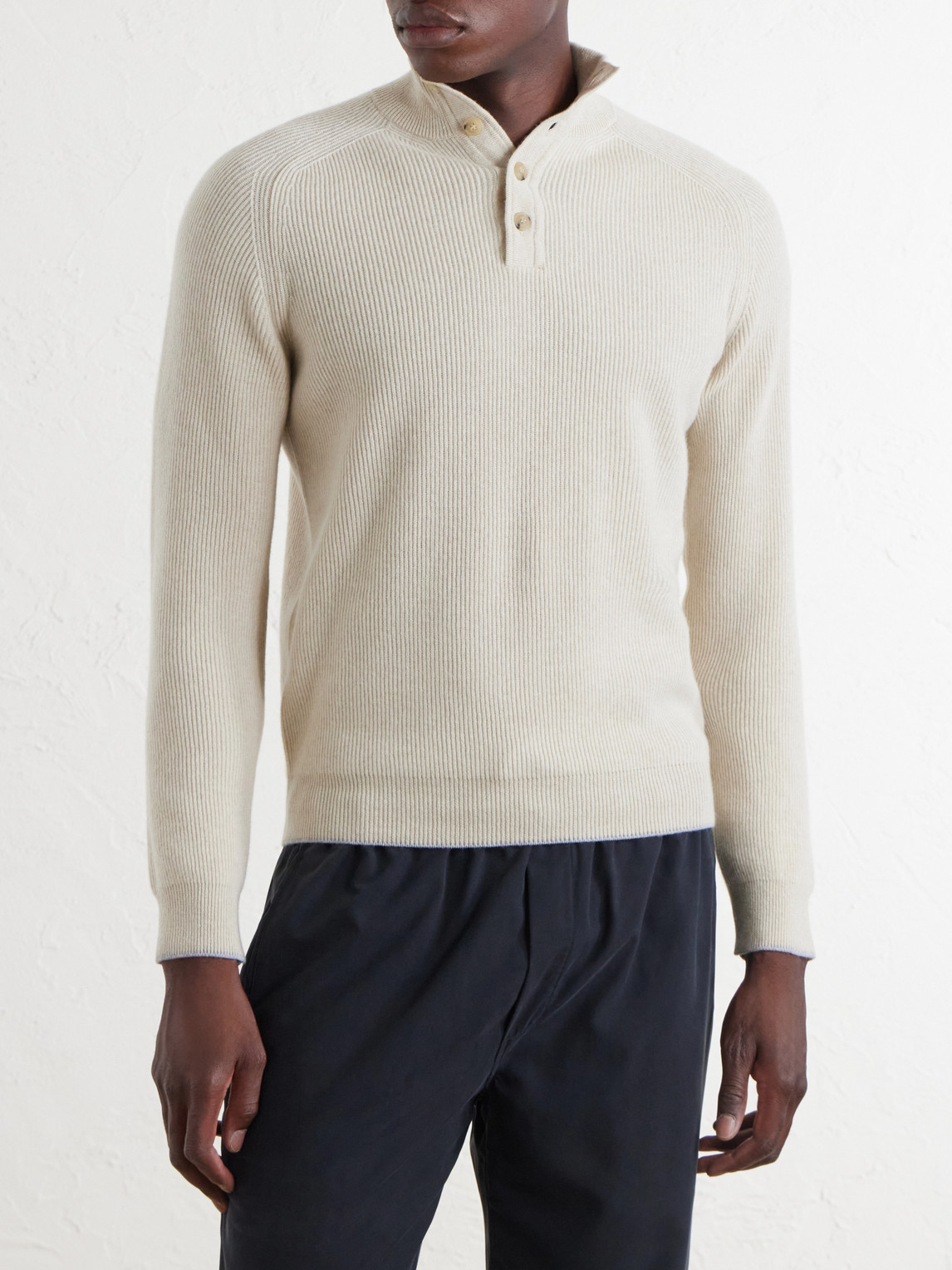 Kyoto Ribbed Cashmere Polo Shirt